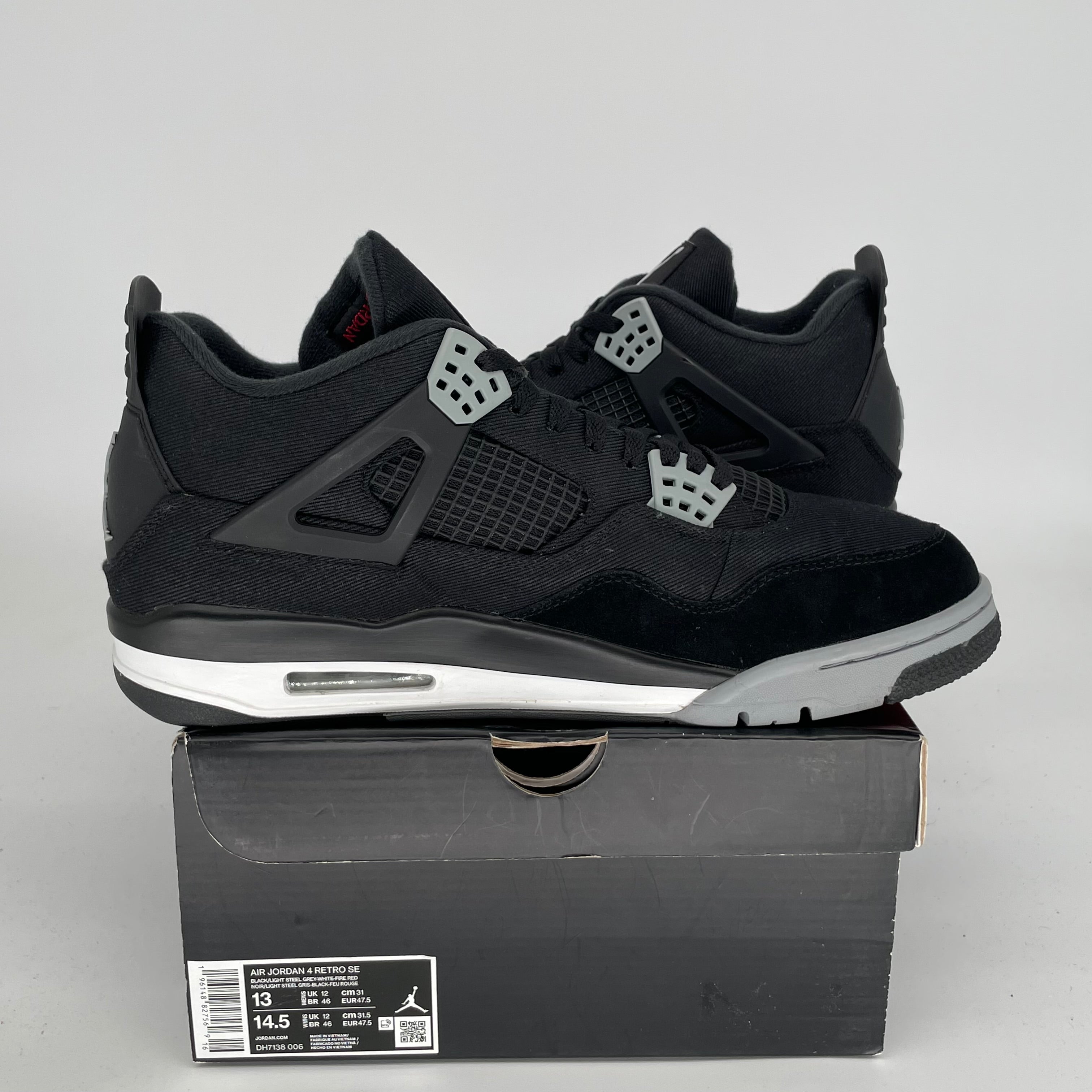 AIR JORDAN 4 BLACK CANVAS Men's Basketball Shoes Size 13 DH7138-006 - Perfect for Streetwear, Sneaker Collection & Casual Outfits