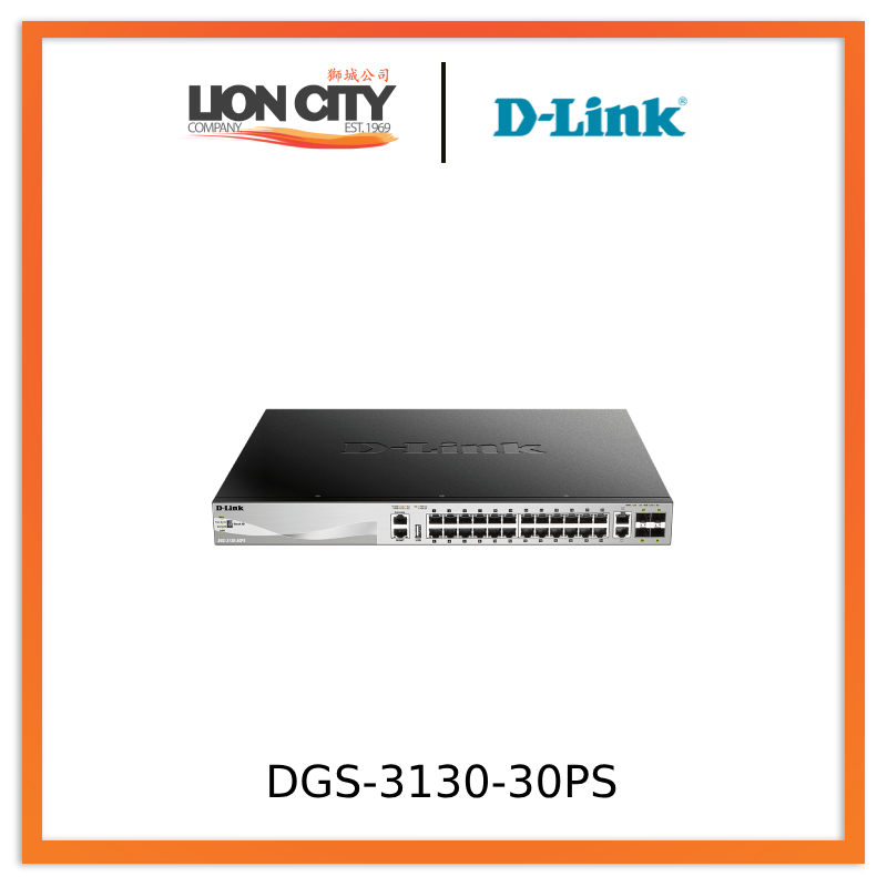 D-Link DGS-3130-30PS 30-Port Gigabit PoE+ Managed Layer 3 Stackable Switch | 370W Power Budget | 10G SFP+ Uplinks | Ideal for Business Networks, Office IT Infrastructure & Smart Building Deployments