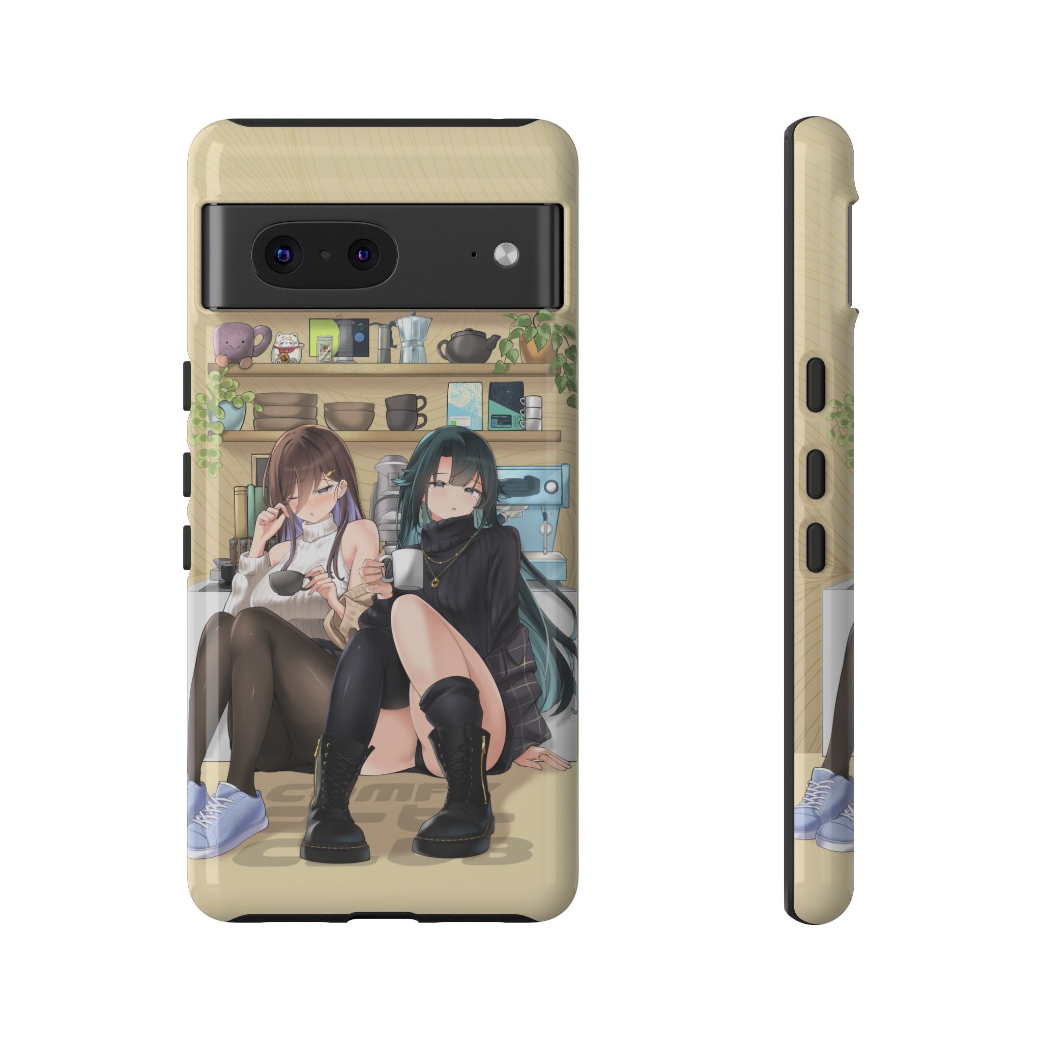 Premium COMFY COFFEE SATOMI+FLOR Phone Case - Trendy Floral Design, Shockproof Protection for iPhone & Samsung | Perfect for Everyday Use, Travel & Gifts