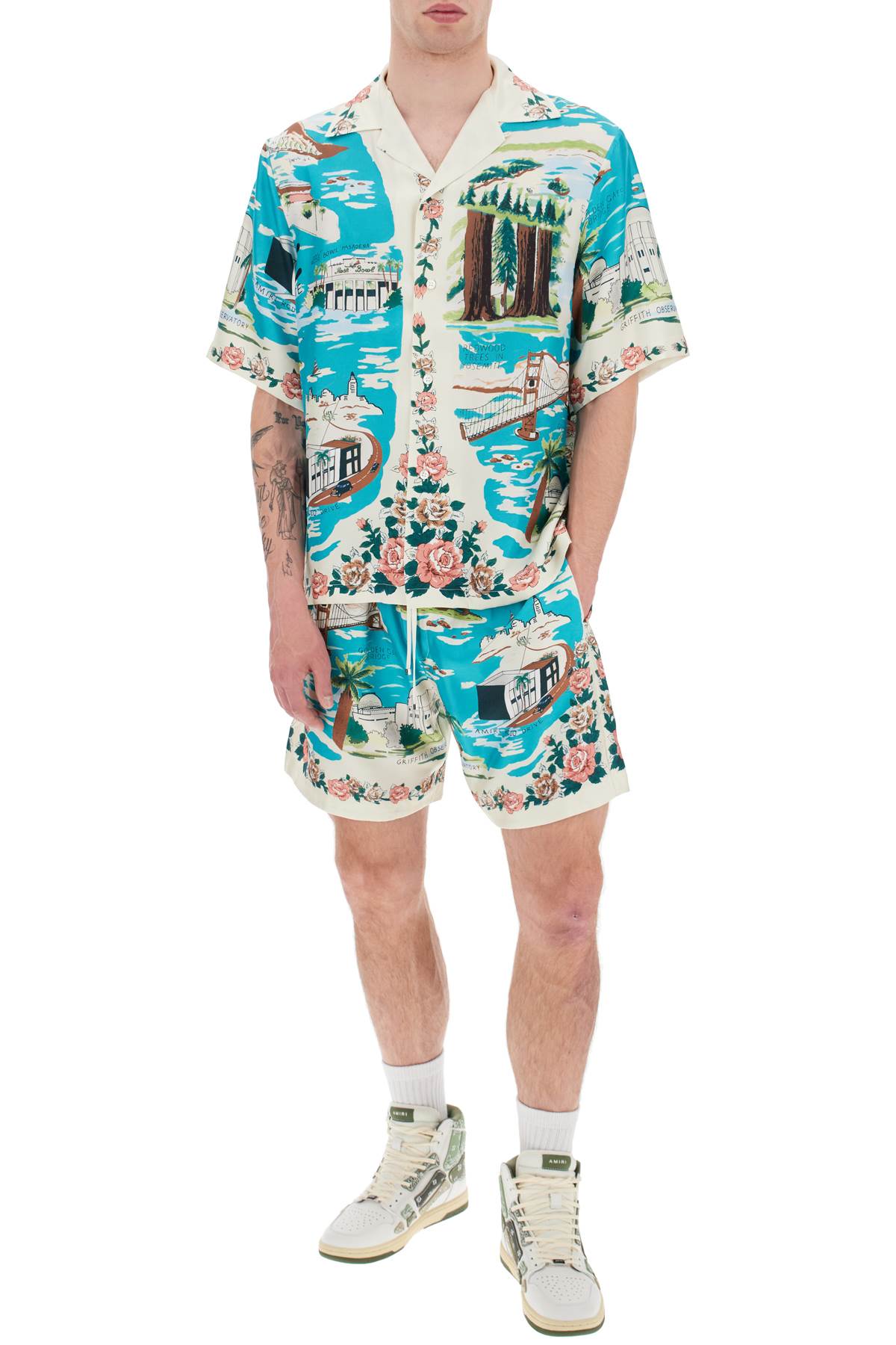 Amiri California Hawaiian Silk Shorts for Men - Luxury Beachwear & Summer Vacation Outfits - Perfect for Pool Parties, Vacations, and Tropical Getaways