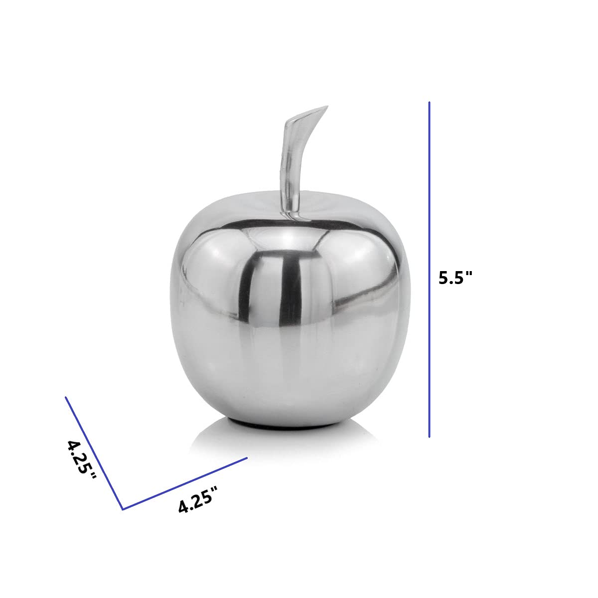 HomeRoots 383763 Silver Polished Mini Apple Shaped Aluminum Accent - Elegant Home Decor for Living Room, Kitchen & Office Desk | Unique Gift Idea for Housewarming & Holidays