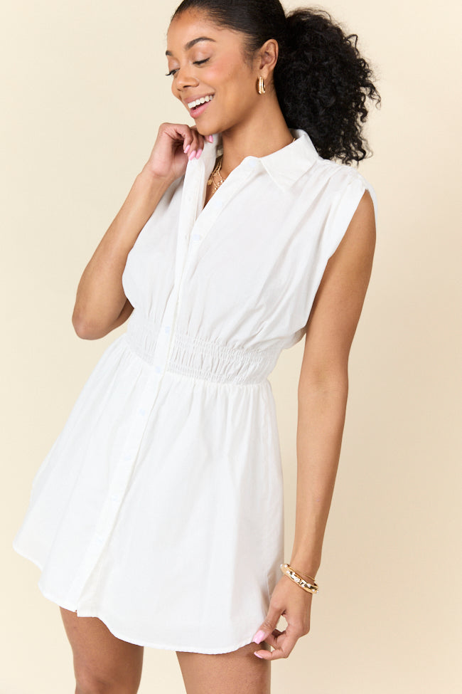 Simply Unforgettable White Collared Dress for Women - Elegant Office & Party Wear - Perfect for Work, Weddings & Special Occasions