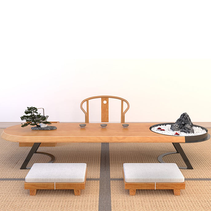 Japanese Pine Wood Tatami Tea Table Set - Traditional Low Tea Table for Zen Meditation, Japanese Tea Ceremony & Home Decor - Perfect for Living Room, Tatami Room & Asian Style Interior