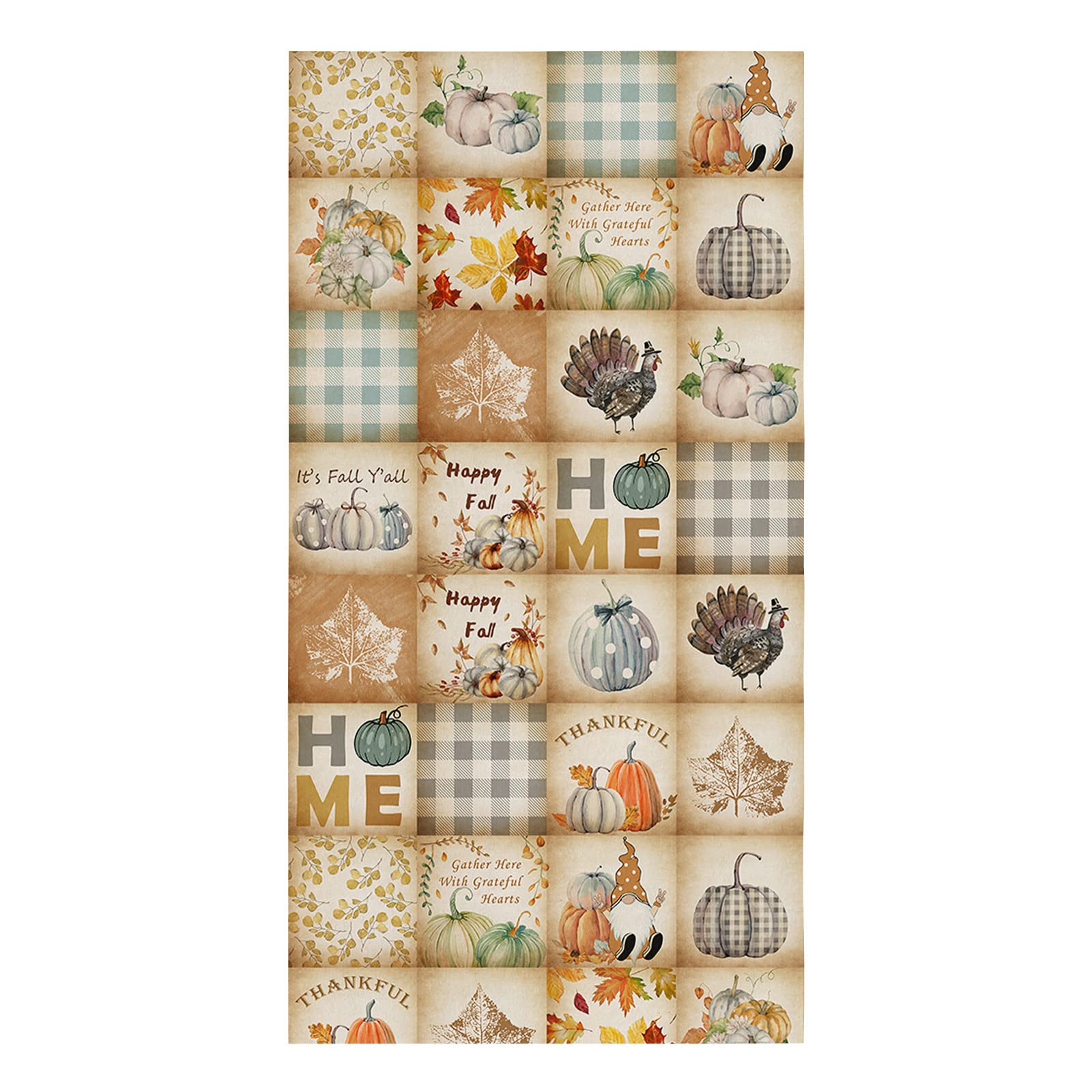 Retro Pumpkin Thanksgiving Kitchen Towels - Absorbent Dish Towels & Tea Towels Set - Soft Lightweight Hand Towels for Kitchen, Bathroom, Bar - Grey Teal Buffalo Check Design - 18 x 28 Inches (Pack of 1) - Perfect for Holiday Decor, Dish Drying & Home Decor