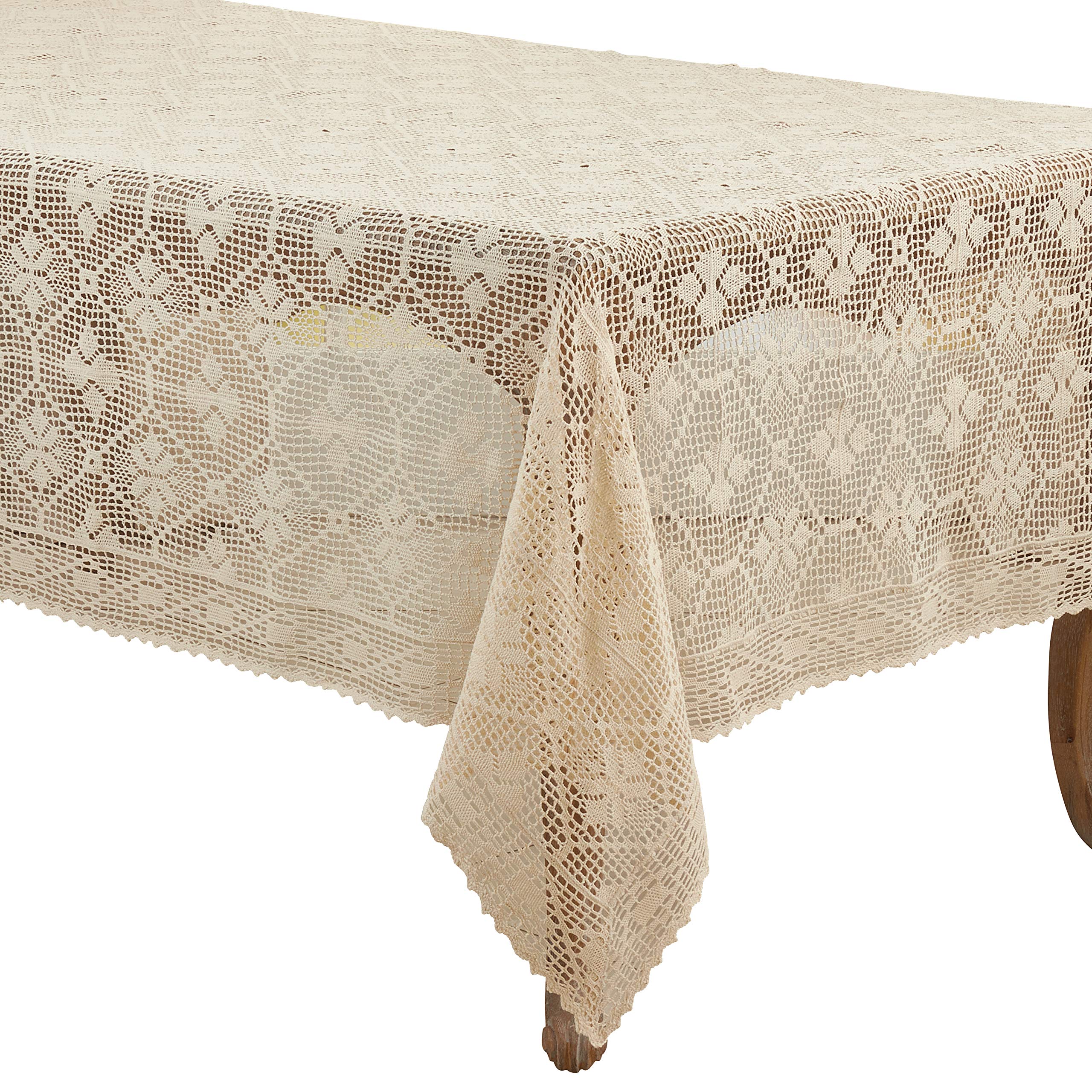 Handmade Crochet Lace Tablecloth - Elegant Round Dining Table Cover for Wedding, Party & Home Decor