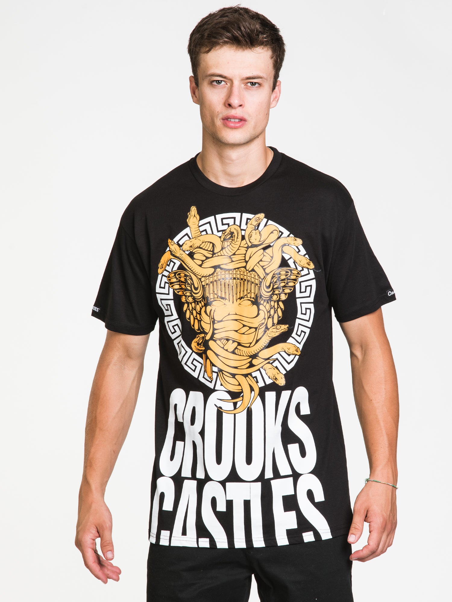 Crooks & Castles Medusa Greco Block Oversized T-Shirt - Men's Streetwear Graphic Tee for Casual Wear & Urban Fashion