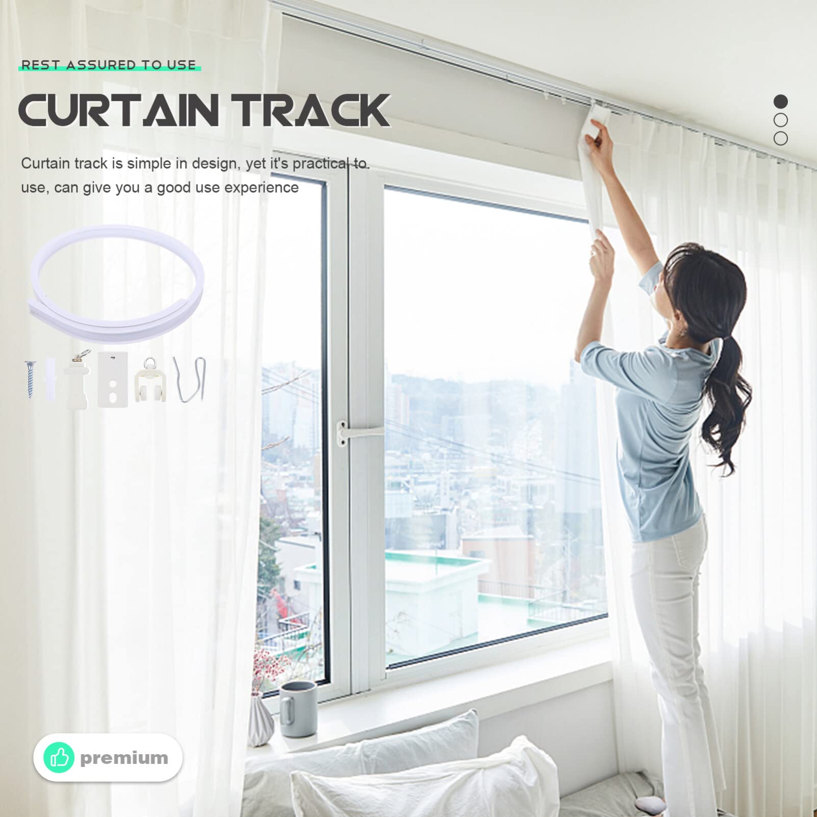 GANAZONO 1m Ceiling Curtain Track - Flexible Stainless Steel PVC Slider System | Noiseless Room Divider for Hospitals, Shops & Home Privacy | Easy Installation & Durable Design