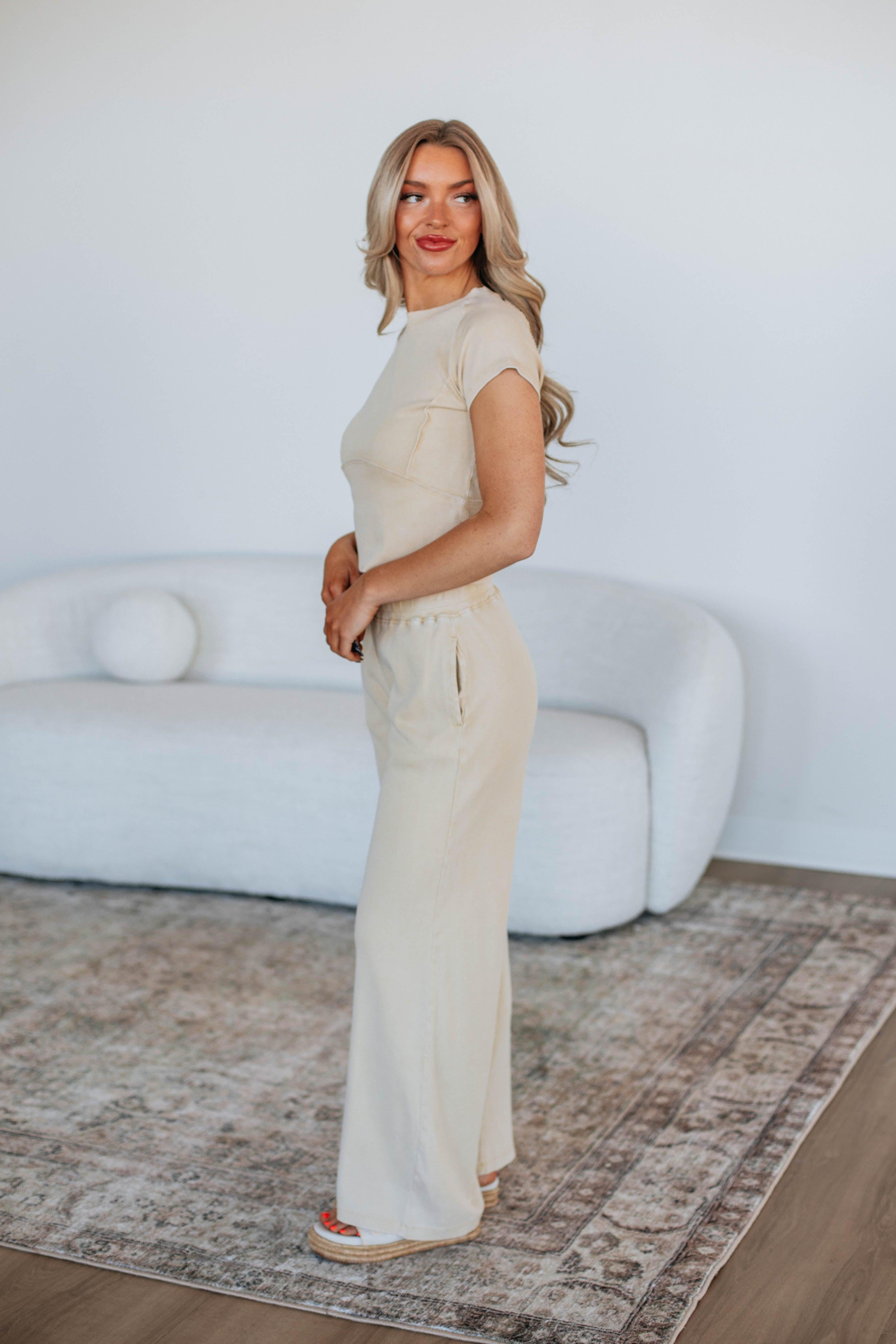 Brilee Women's Two Piece Outfit Set - Natural Cotton Loungewear for Casual Wear & Home Relaxation