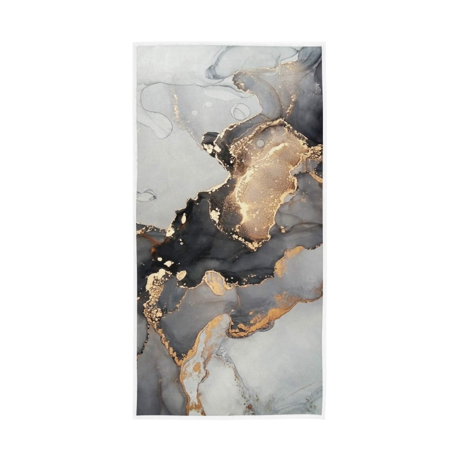 Premium Gold, White & Black Marble Print Hand Towels - 15x30 Inch Soft Bath Towels for Guest Bathroom, Luxury Home Decor & Spa Essentials - Perfect for Hotels, Airbnb & Upscale Bathroom Decor