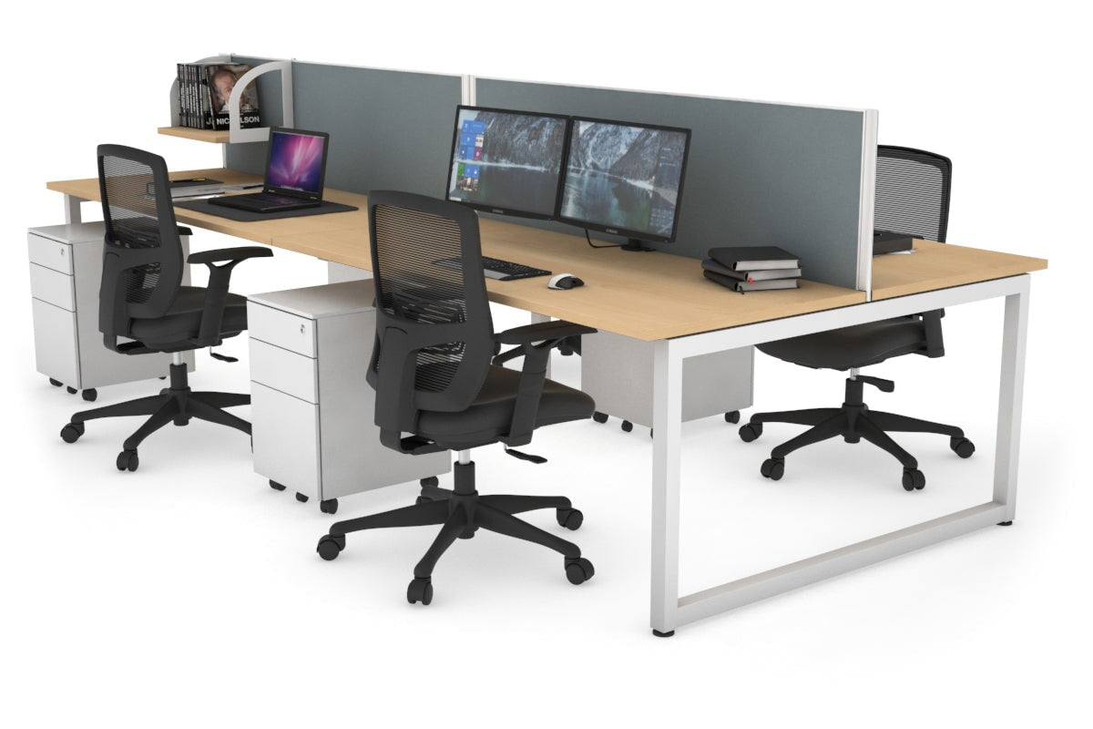 Quadro Loop Legs 4 Person Office Workstation Desk - 1800L x 700W - Modern Collaborative Workspace Solution for Team Projects & Office Meetings