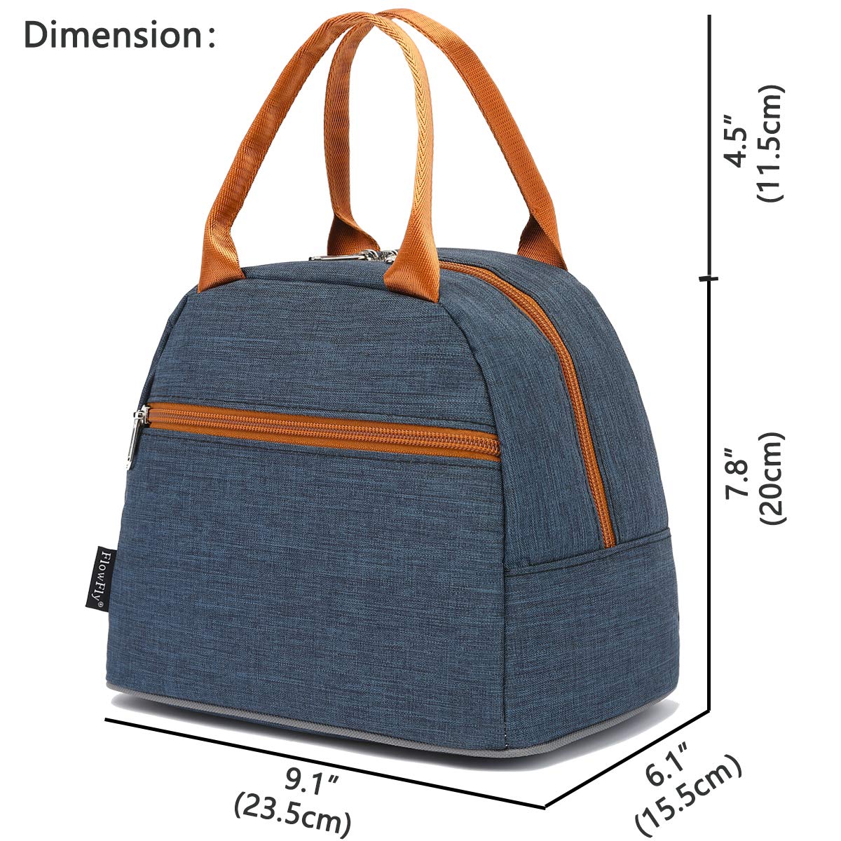 FlowFly Insulated Lunch Bag Tote - Reusable Cooler Lunch Organizer for Women & Men - Navy Blue - Perfect for Work, School, Picnics & Outdoor Activities