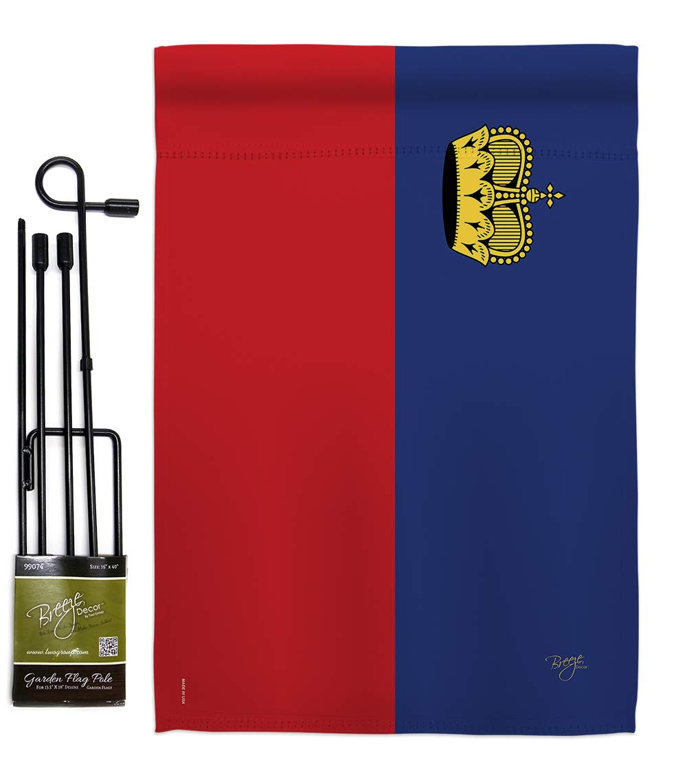 Liechtenstein Garden Flag Set - 13x18.5in with Metal Pole for Outdoor Decor