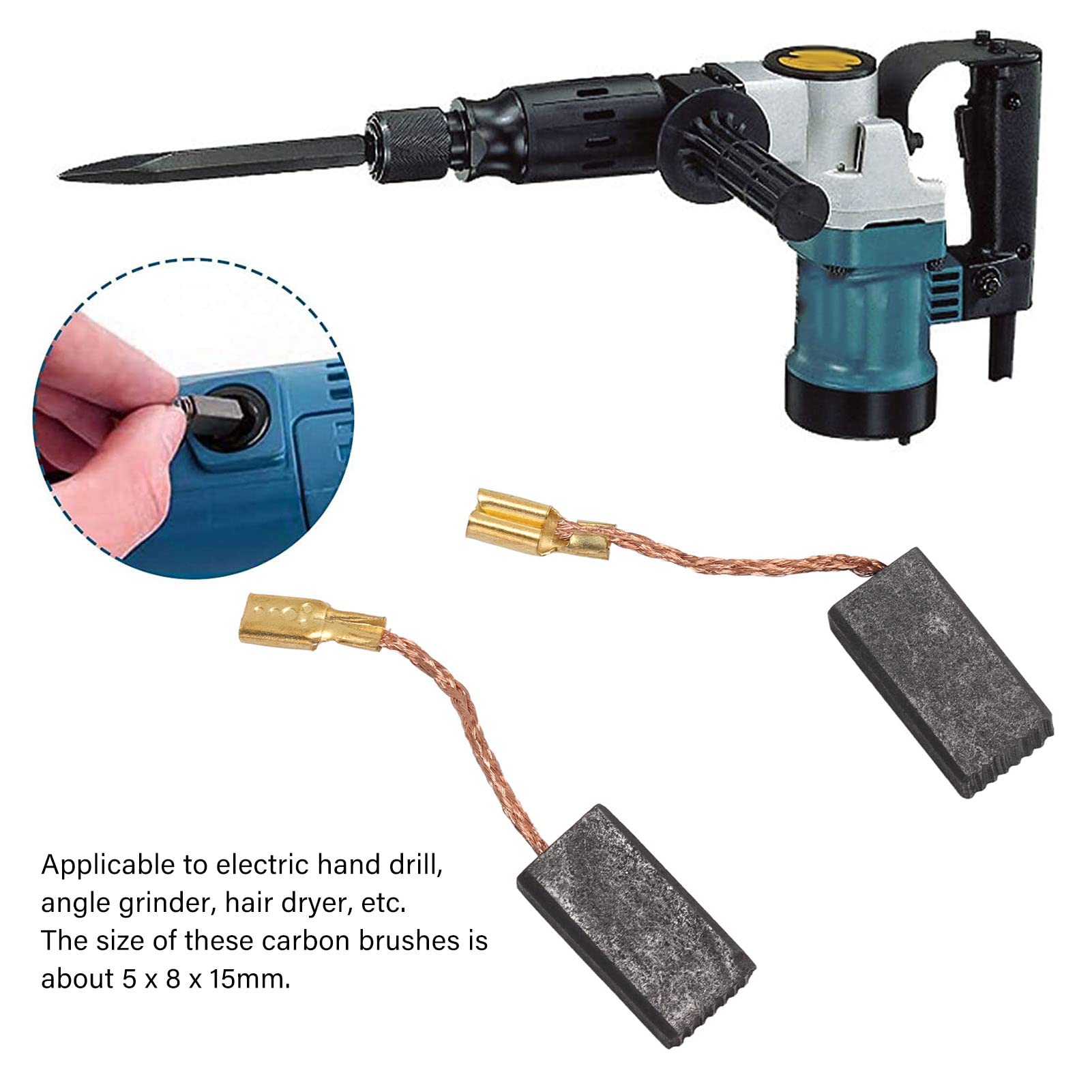 20PCS 5x8x15mm Copper Carbon Motor Brushes Replacement - Compatible with Electric Hand Drills, Angle Grinders, Blowers, Mixers & Trimming Machines - Ideal for DIY Repairs & Power Tool Maintenance