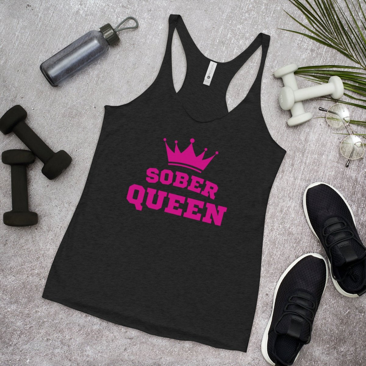 Sober Queen Strength Racerback Tank Top for Women - Workout, Gym & Yoga Activewear - Perfect for Fitness, Running & Everyday Wear