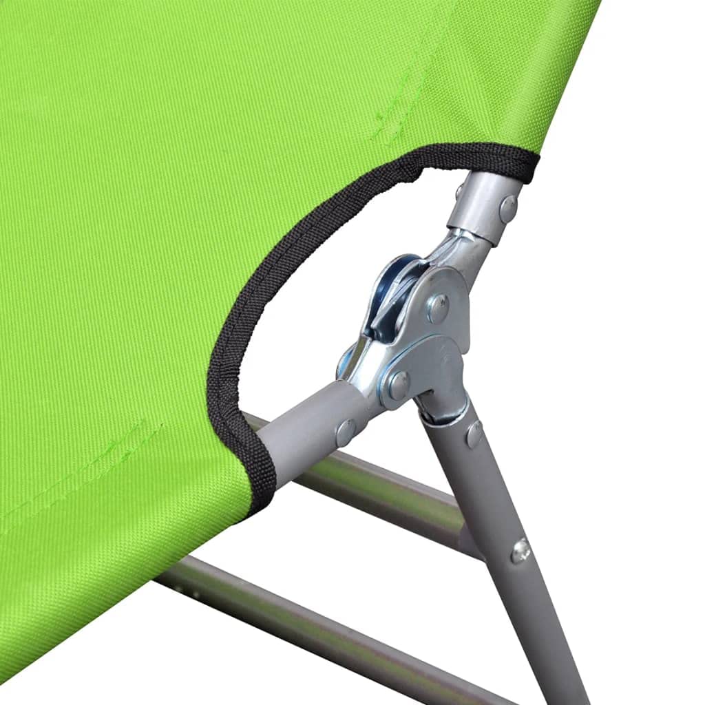 CHARMMA Folding Sun Lounger Chair - Powder-Coated Steel Frame, Apple Green Color, 5.1KG Lightweight - Perfect for Beach, Poolside, Patio, and Outdoor Relaxation