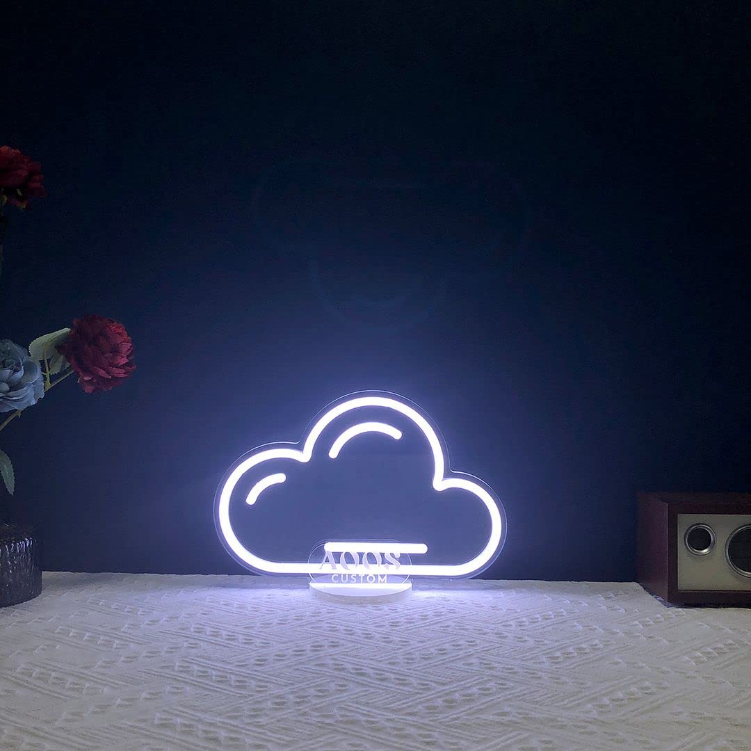 Cloud LED Neon Desk Lamp & Night Light for Kids - Aesthetic Room Decor for Bedroom, Study, Nursery | Dimmable Table Lamp for Reading, Working & Relaxing