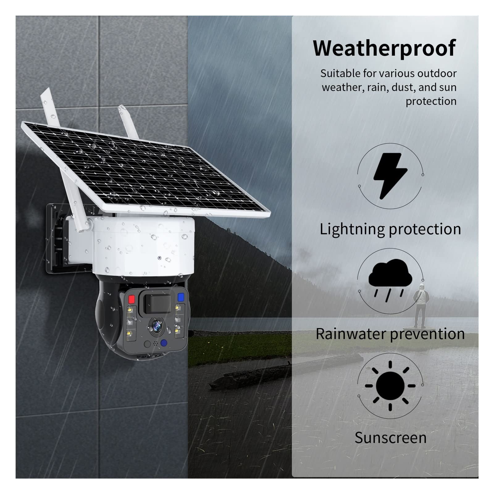 MZZYG Solar Security Camera - 1080P HD, Pan Tilt WiFi Outdoor Camera with Rechargeable Battery, Two-Way Audio & IP65 Weatherproof - Perfect for Home Security, Yard Monitoring, and Business Surveillance