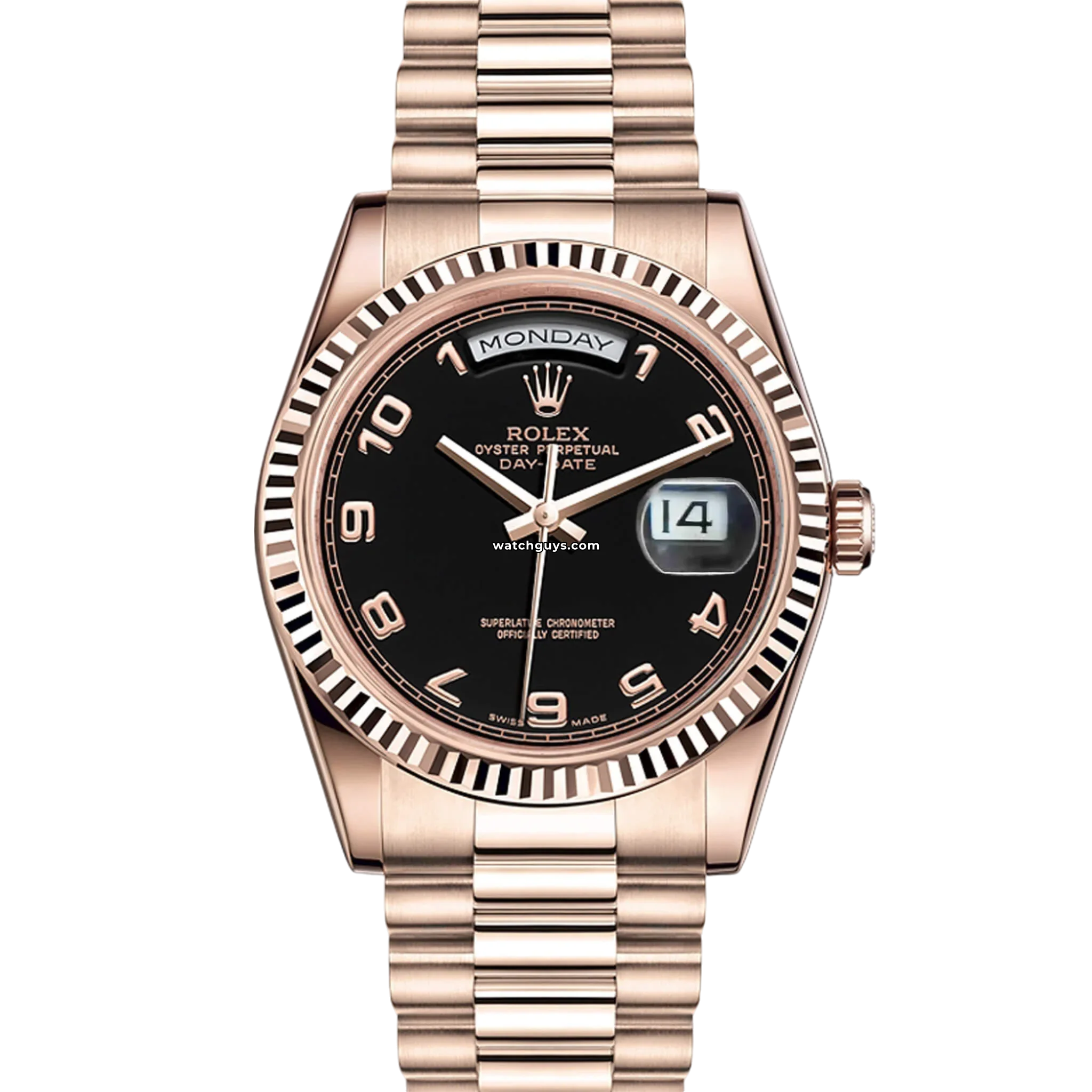 Rolex Day-Date 118235 Men's Watch - 18K Yellow Gold, Black Arabic Dial - Luxury Dress Watch for Business & Formal Occasions