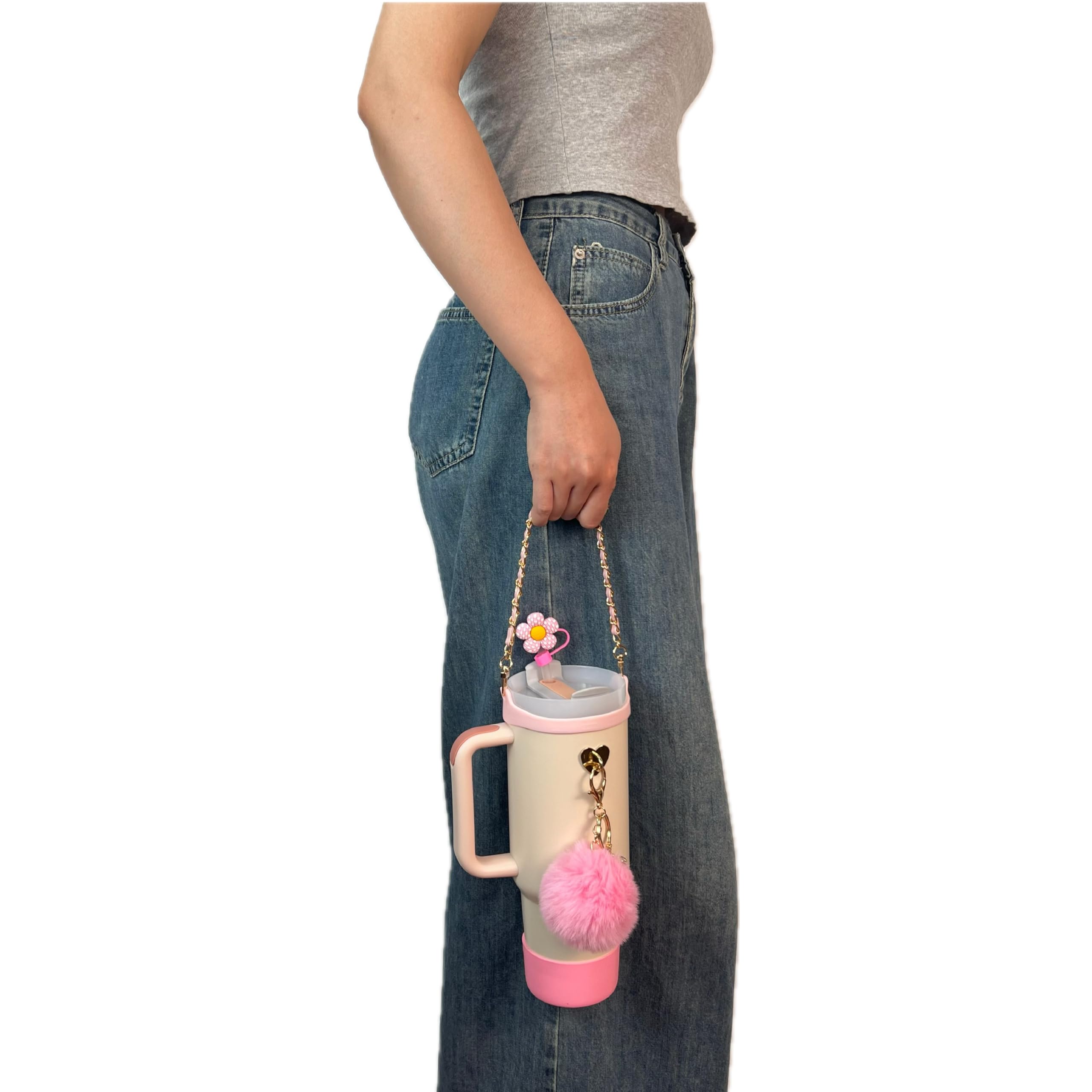 Stanley 40/30/20 oz Tumbler Crossbody Strap with Handle - Universal Water Bottle Carrier for Owala, BrüMate Era, HydroJug & Hydro Flask (20/24/30/32/40 oz) - Perfect for Hiking, Gym & Travel Accessories