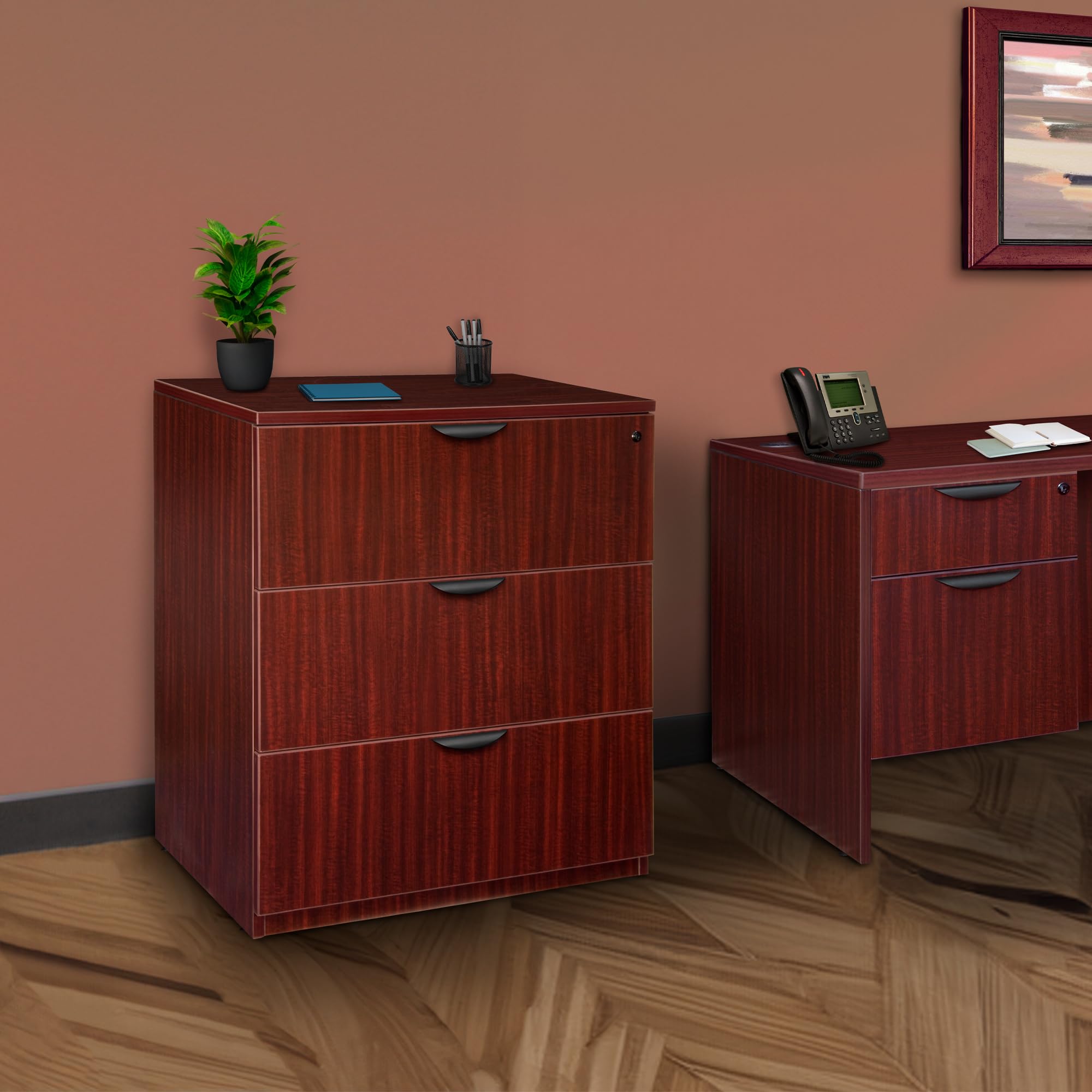 Regency Seating Legacy Stand Up Lateral File Cabinet - Mahogany Wood Office Storage for Files & Documents - Perfect for Home Office, Business, and Professional Workspaces
