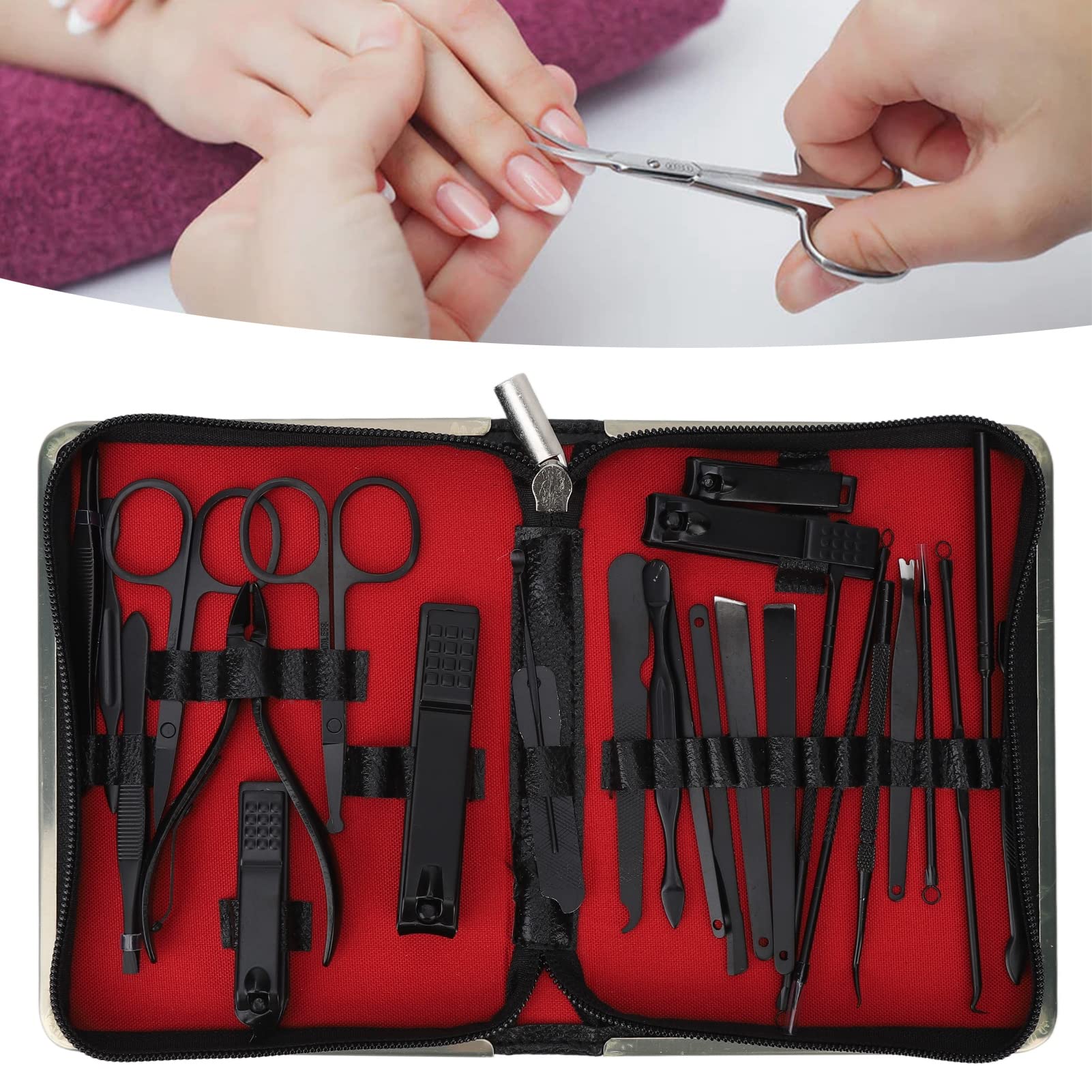26PCS Professional Nail Scissors Set - Stainless Steel Manicure & Pedicure Tools Kit for Women & Men - Acne Removal, Grooming & Home Care Essentials - Perfect for Salon, Spa & Personal Nail Care at Home