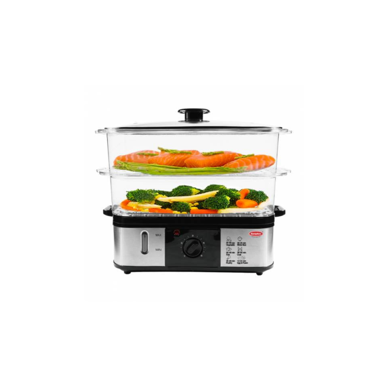 EuropAce EFS2121W 12L 2-Tier Stainless Steel Electric Food Steamer - Perfect for Healthy Cooking, Meal Prep & Asian Cuisine at Home