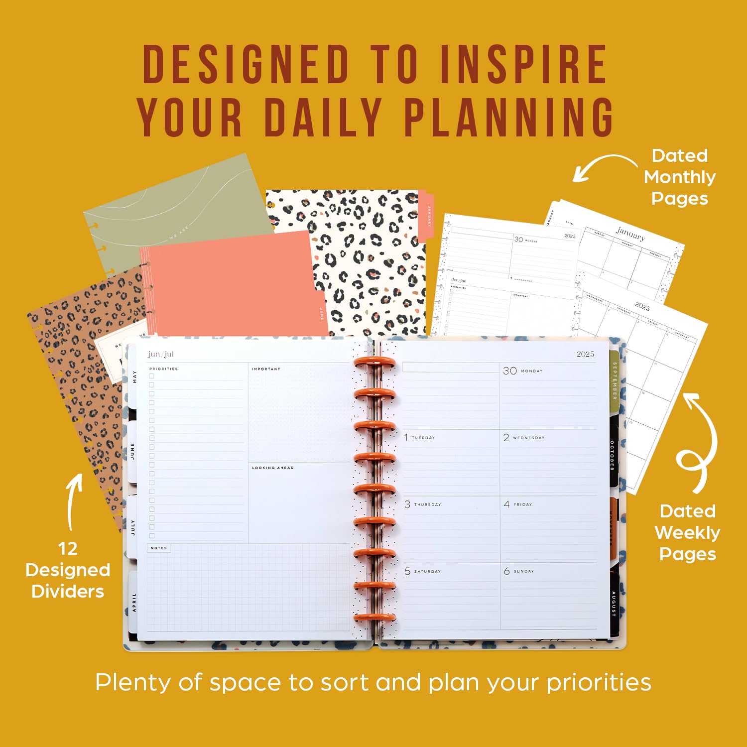 Happy Planner Disc-Bound 2025 Daily Weekly Monthly Planner - Classic Size 7