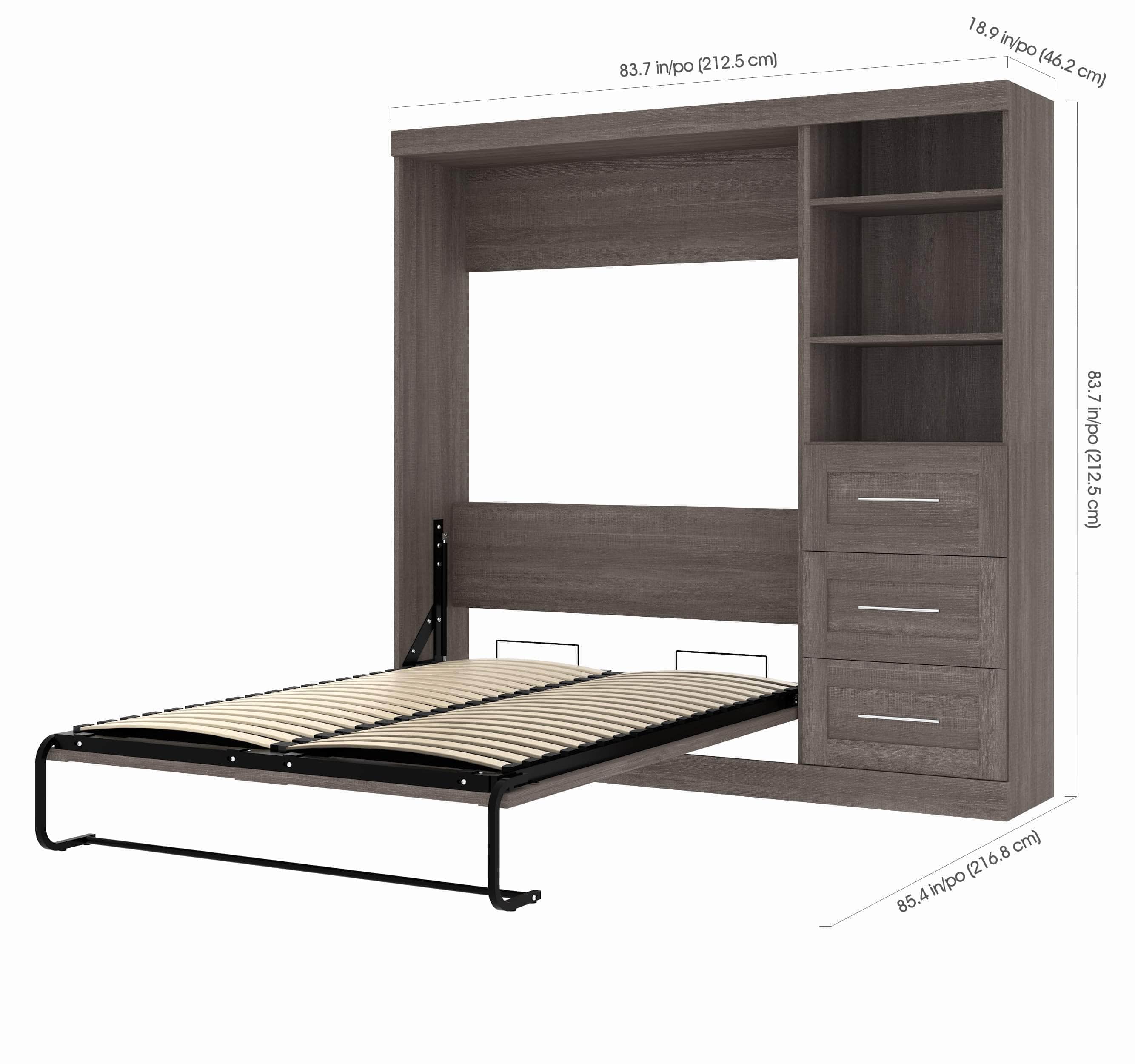 Pur Full Murphy Wall Bed with Storage Drawers - 84