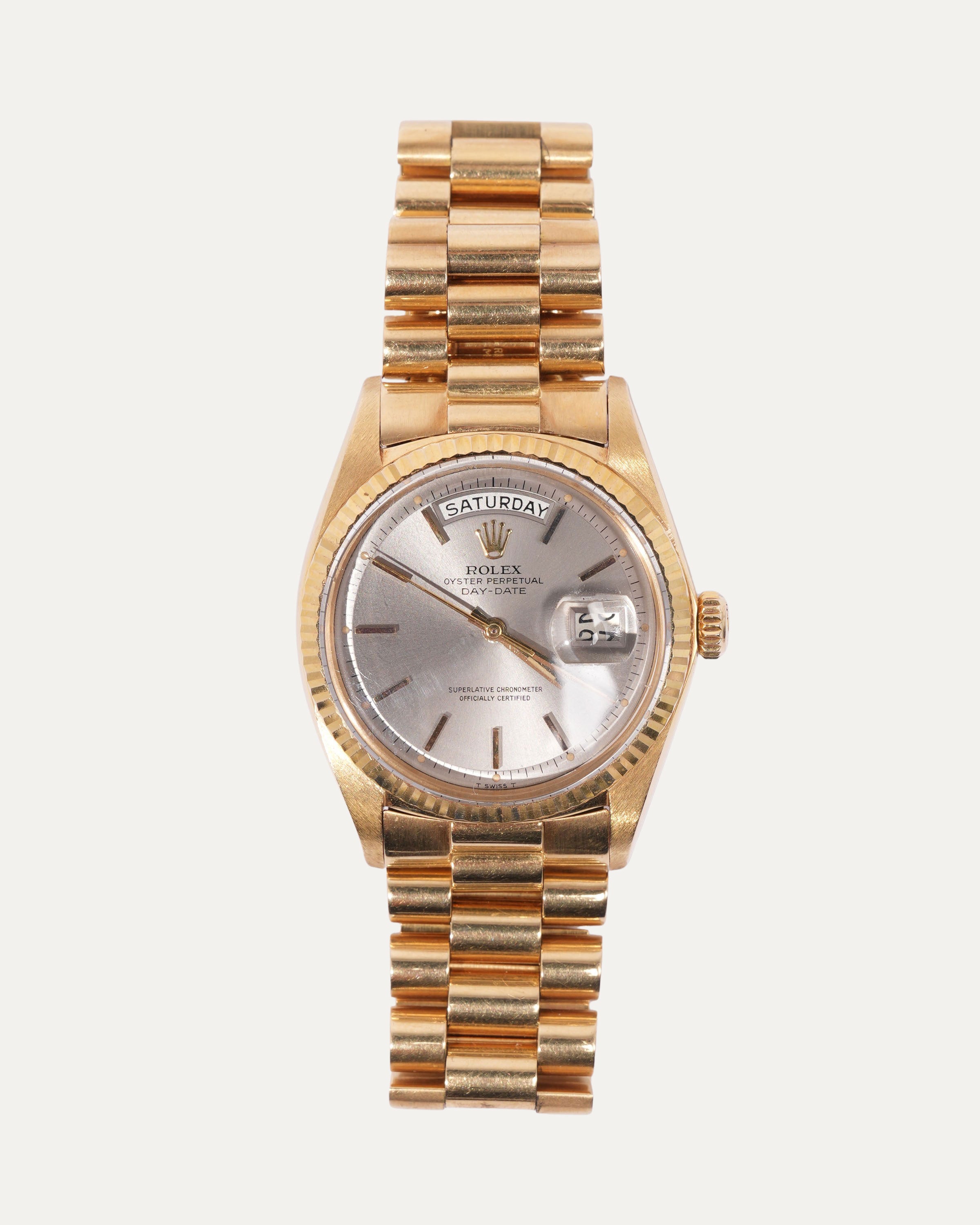 Vintage 1971 Rolex Day-Date 36mm Watch - 18K Yellow Gold with Lavender Dial | Luxury Men's Dress Watch for Formal Occasions & Collectors