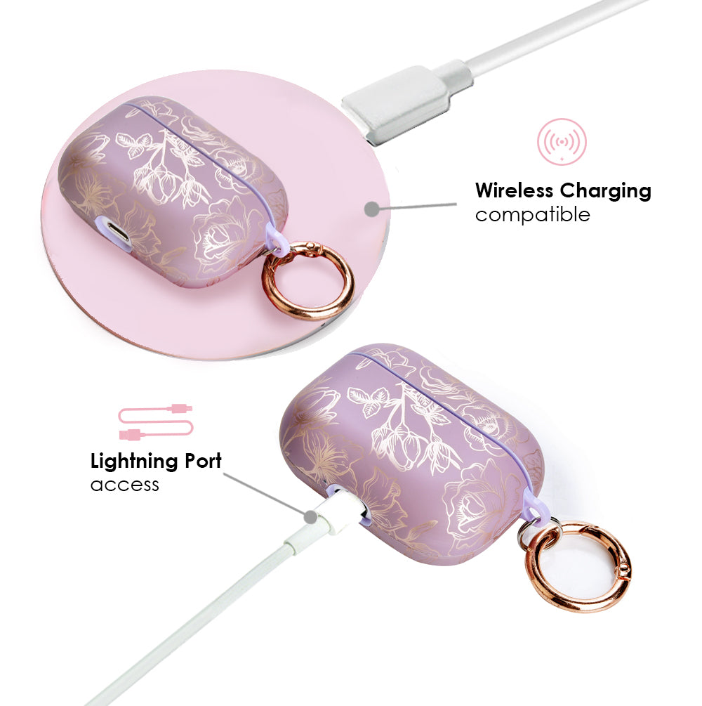 Dusty Rose Floral AirPods Case Cover - Protective Silicone Case for Apple AirPods 1/2/3 - Cute Pink Flower Design - Perfect for Women, Girls, Travel & Everyday Use