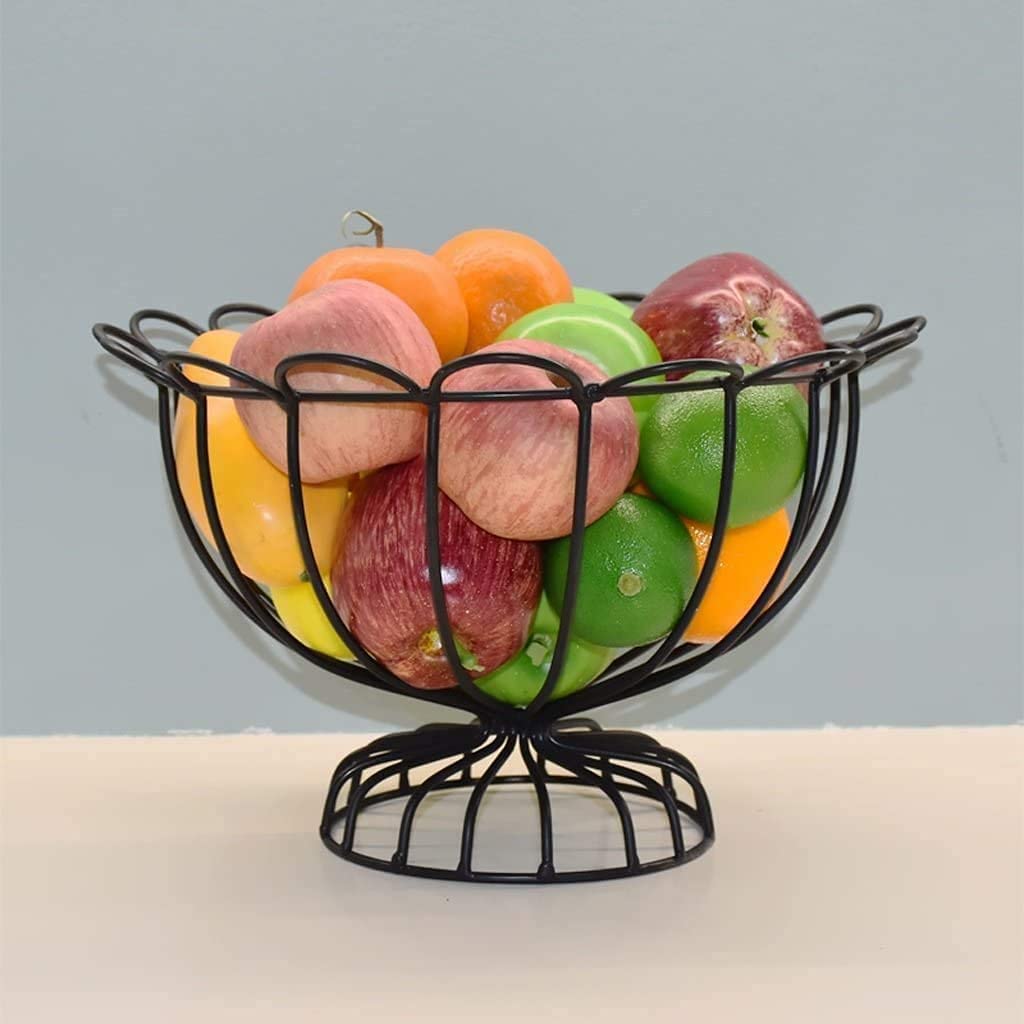 Creative Iron Fruit Bowl - Large Capacity Hollow Fruit Basket for Kitchen, Living Room & Bathroom Storage - Perfect for Organizing Fruits, Snacks & Decor (Black)