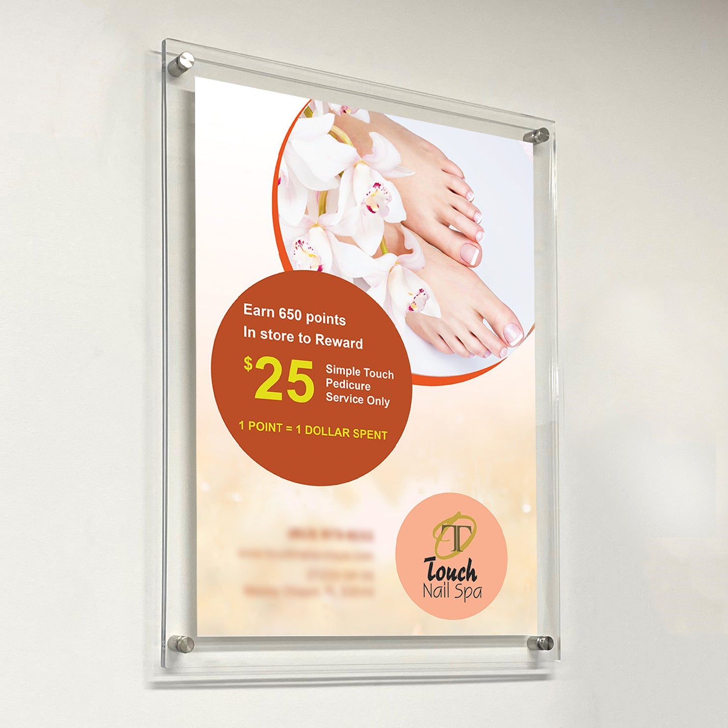 10 x 20 Inch Clear Acrylic Floating Wall Sign Holder with Standoff Hardware - Perfect for Retail Displays, Office Signs, and Restaurant Menu Boards