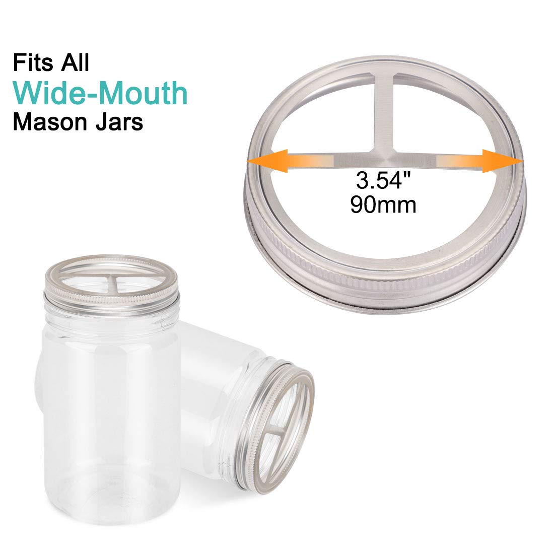 4pcs Stainless Steel Wide Mouth Mason Jar Toothbrush Holder Lids - Rustproof Bathroom Organizer Accessories for Farmhouse Decor | Perfect for Toothbrush Storage, Cotton Swab Dispenser & Bathroom Organization