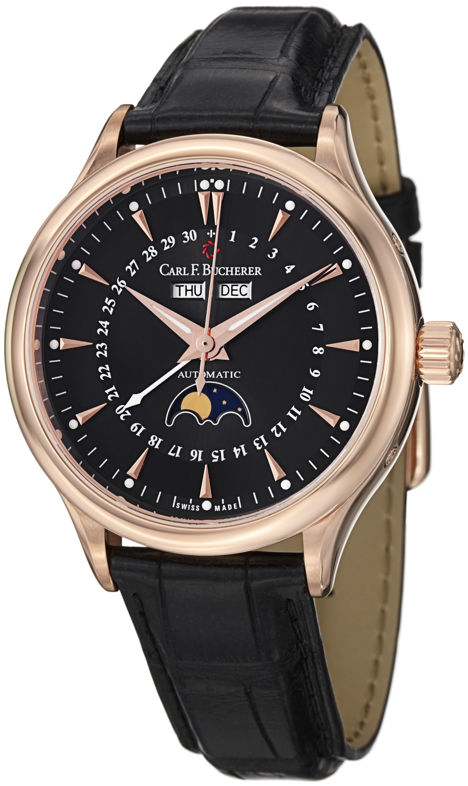 Manero MoonPhase Men's Automatic Rose Gold Watch 00.10909.03.33.01 - Luxury Dress Watch for Business & Formal Occasions