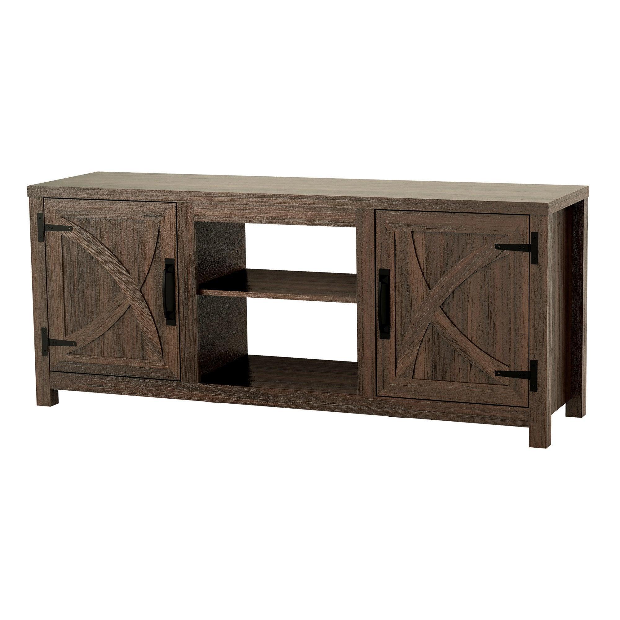 Rustic Farmhouse TV Stand for 58 Inch Flat Screen - Solid Wood Entertainment Center with Storage Cabinet - Perfect for Living Room, Home Theater & Family Room Decor