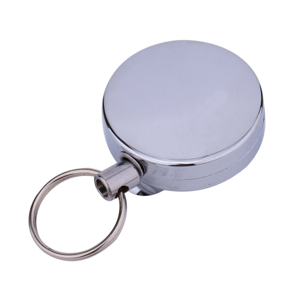 24 Inch Retractable Keychain with Steel Wire Cord - Durable Key Holder & Badge Reel for Office, Home, Car Keys (Black) | Perfect for Key Management, ID Cards, and Easy Access