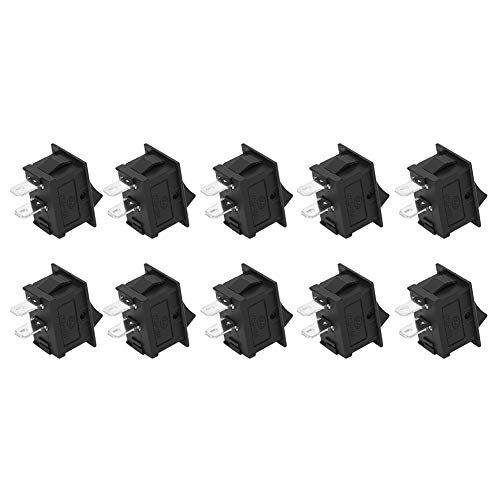 Fafeicy 10PCs 2 Pin ON-Off Rocker Switch - 6A/250VAC, 10A/125VAC - Durable Boat Switch for Industrial Equipment & Home Appliances - Perfect for Control Panels, Machinery, and Electrical Projects