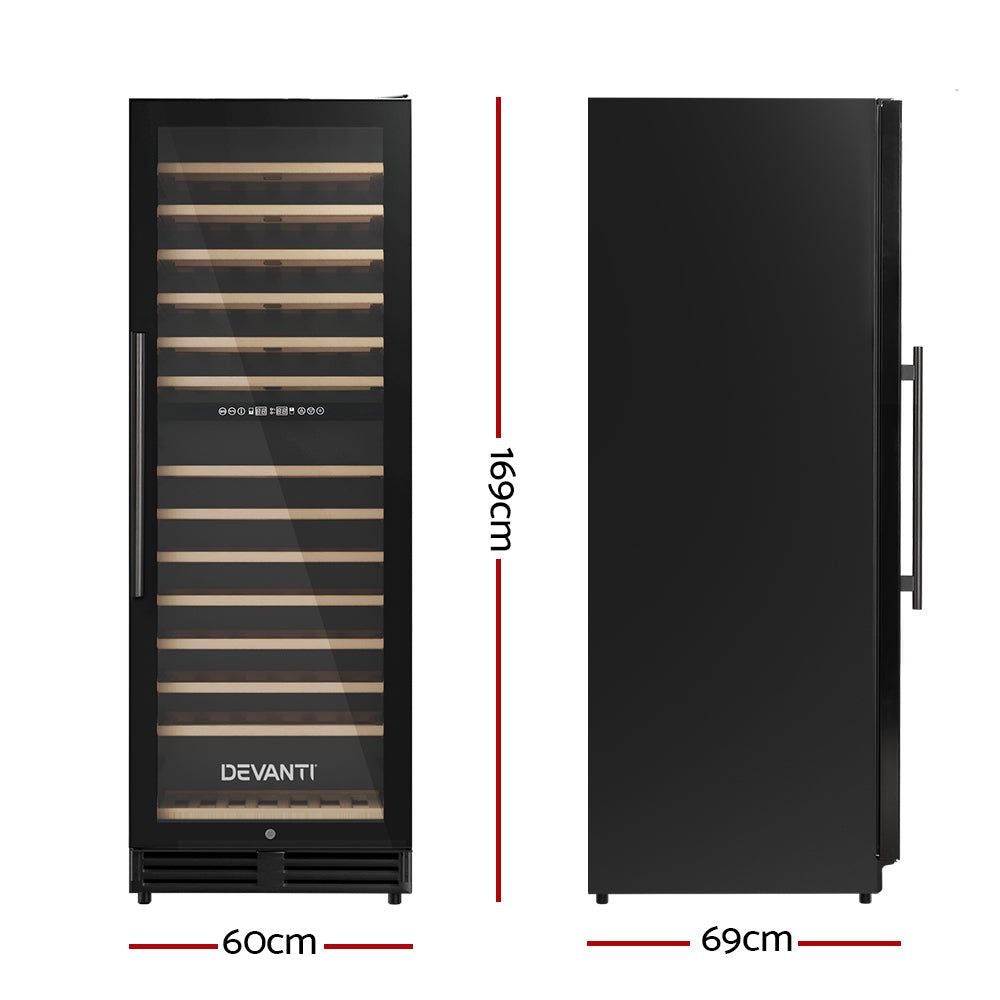 Devanti 128 Bottle Dual Zone Wine Cooler Refrigerator - Perfect for Home Bars, Restaurants, and Wine Cellars