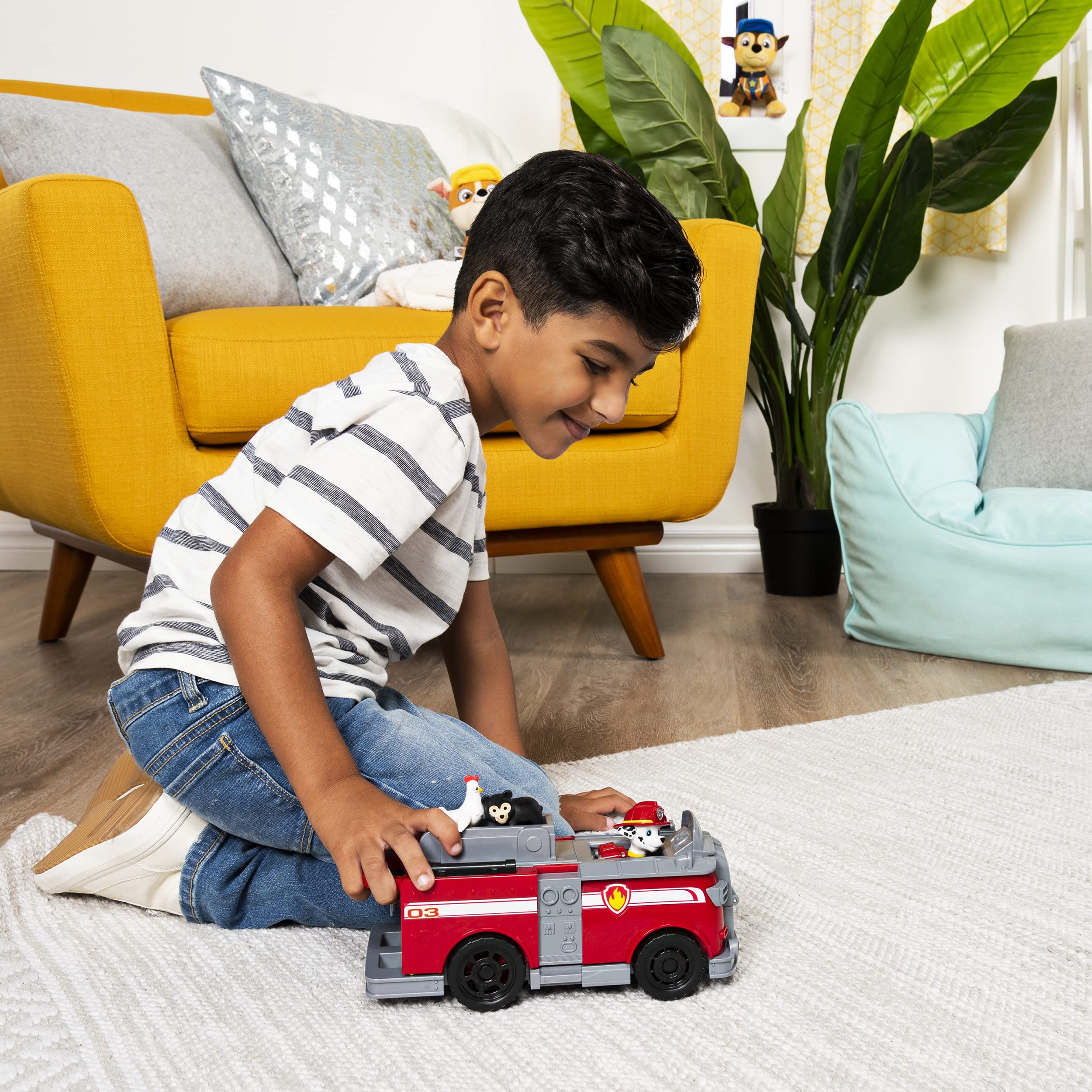 PAW Patrol Ride 'n' Rescue Marshall 2-in-1 Transforming Toy & Fire Truck for Kids Ages 3+ | Interactive Play Vehicle for Pretend Firefighter Adventures & Role Play Fun