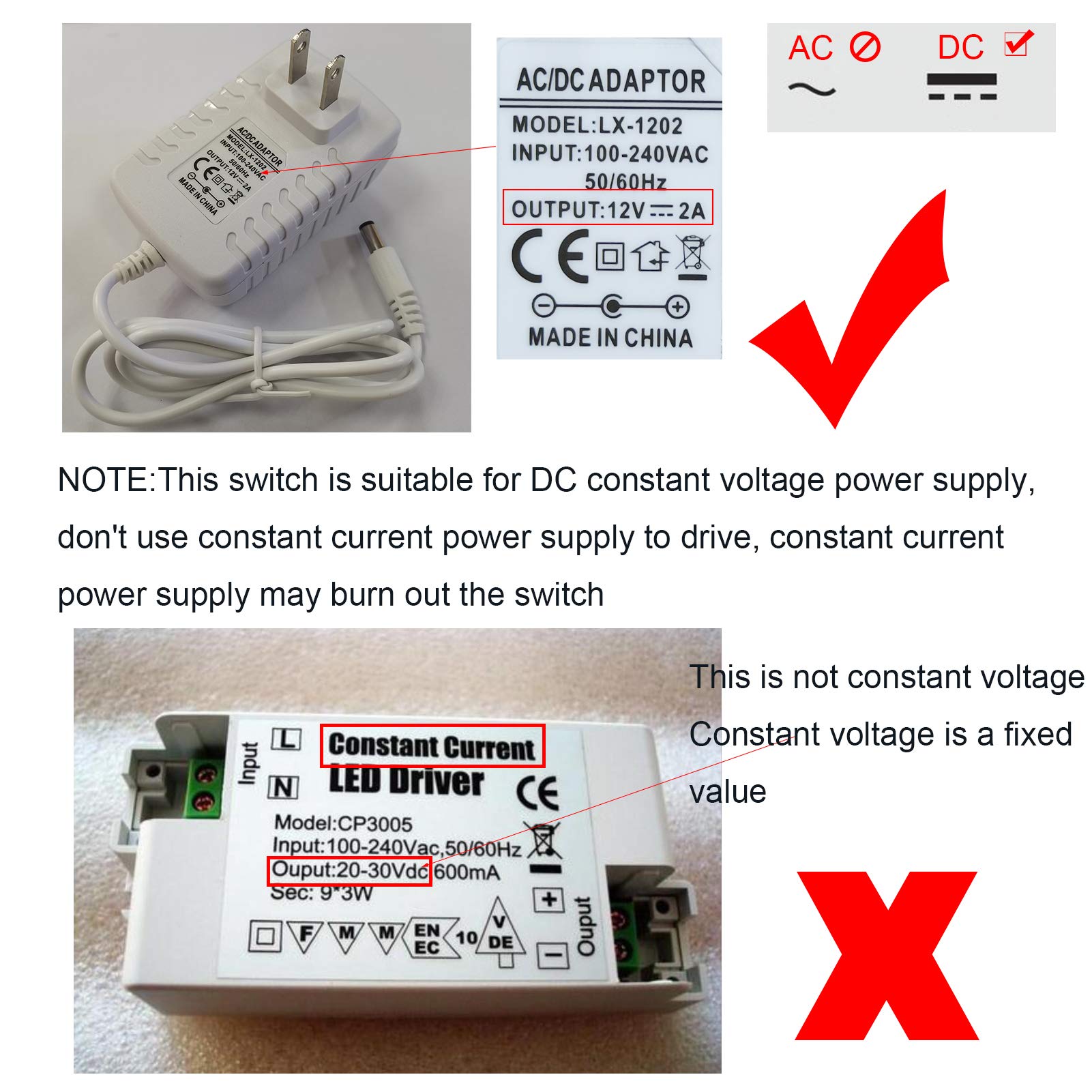 12V LED Touch Dimmer Switch - Stepless On/Off Dimming for Smart Home Lighting, DC 5V-24V, Blue LED Indicator, Waterproof Design - Fits 17mm (0.67