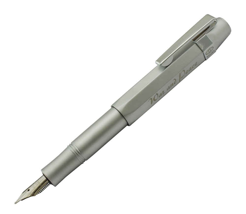 Premium Brass Fountain Pen - Matte Silver & Chrome Finish, Medium Fine Point Pocket Pen, Bullet Shape with Metal Gift Box - Perfect for Writing, Gifting & Collecting