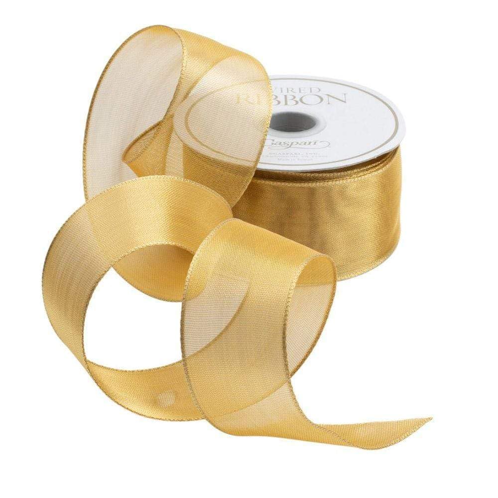 Caspari Gold Wired Ribbon - 2x27ft Spools for Gift Wrapping & Decor