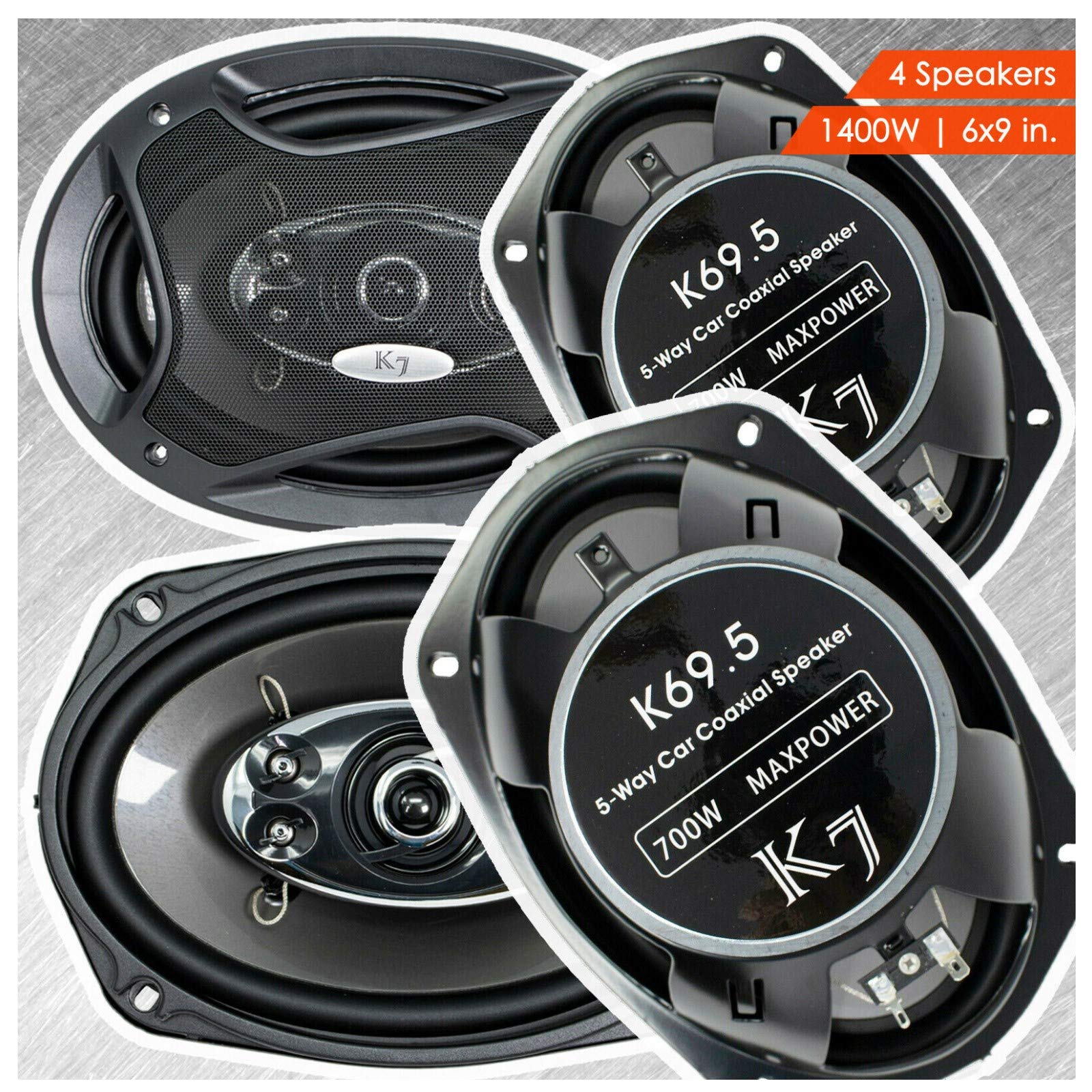 4 Audiotek 6x9 Inch Car Audio Speakers - 1400W Power (700W per Pair), Full Range 5-Way, Sold in 2 Pairs, Ideal for Car Stereo and Truck Audio Upgrades