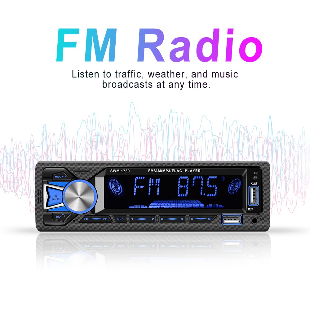 Rimoody Single Din Car Stereo with Bluetooth, FM Radio, MP3 Player - USB/SD/AUX Input, Hands-Free Calling & Remote Control - Perfect for Upgrading Your Car Audio System on Road Trips & Commutes