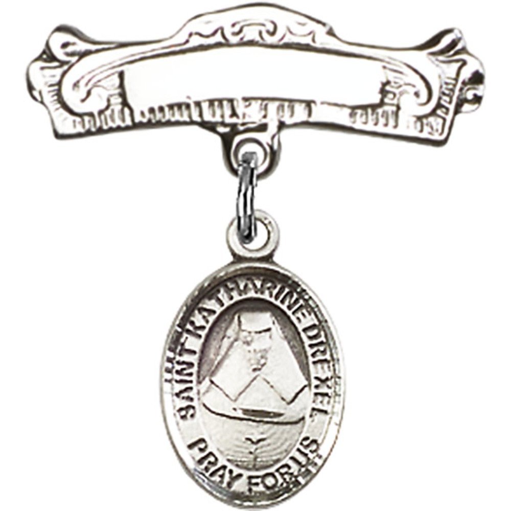 Sterling Silver Baby Badge with St. Katherine Drexel Charm - 7/8