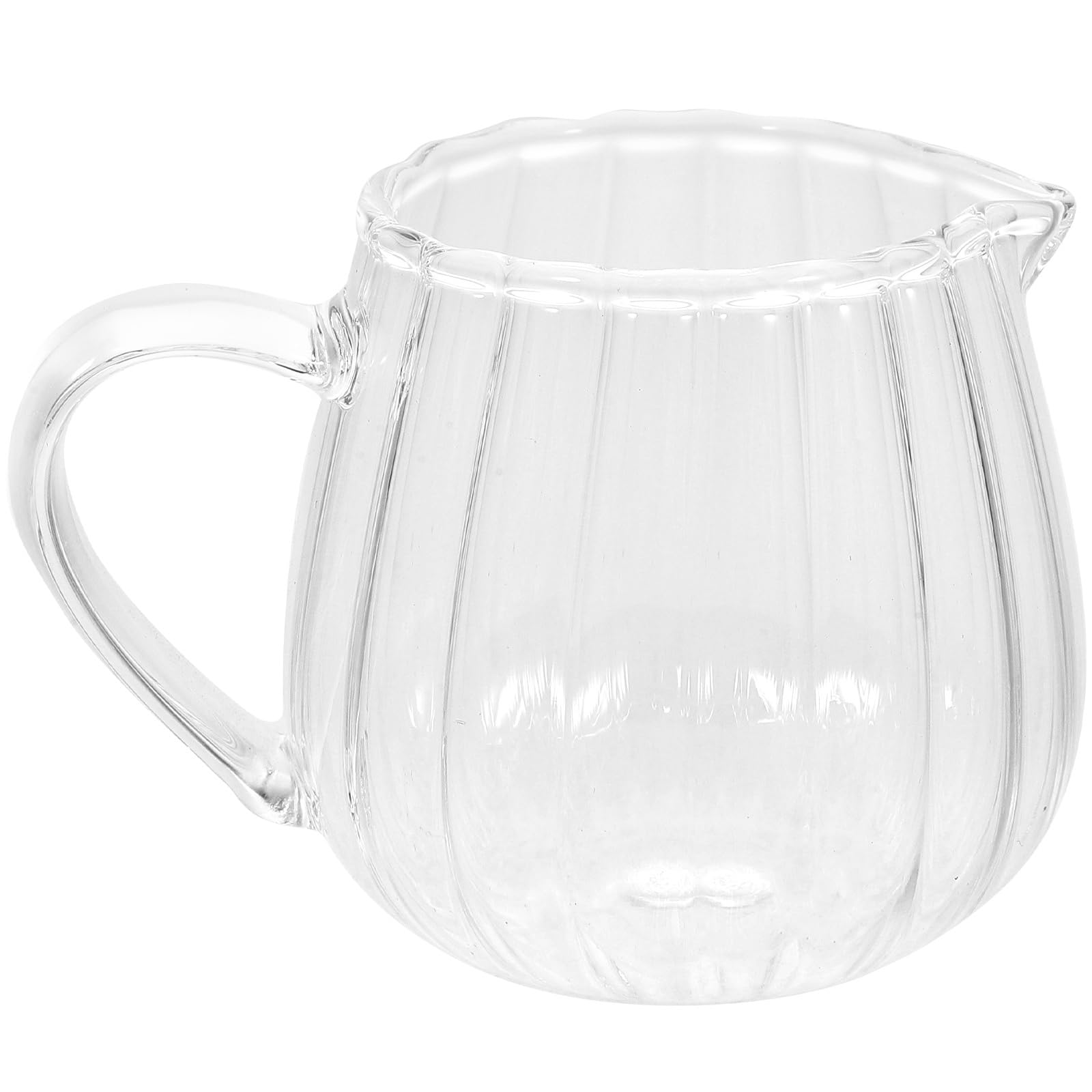 Elegant Wave-Shaped Crystal Glass Creamer Pitcher with Handle - 155ml/5oz Kitchen Milk Jug for Coffee, Tea, Sauce & Cream Serving | Perfect for Breakfast, Afternoon Tea & Entertaining Guests