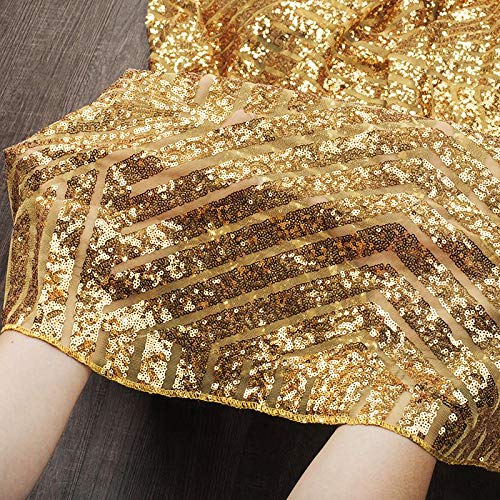 Gold Geometric Glitz Art Deco Sequin Fabric Bolt - 10 Yards (1 Piece) - Perfect for Evening Gowns, Home Decor, Wedding Decorations & DIY Fashion Projects