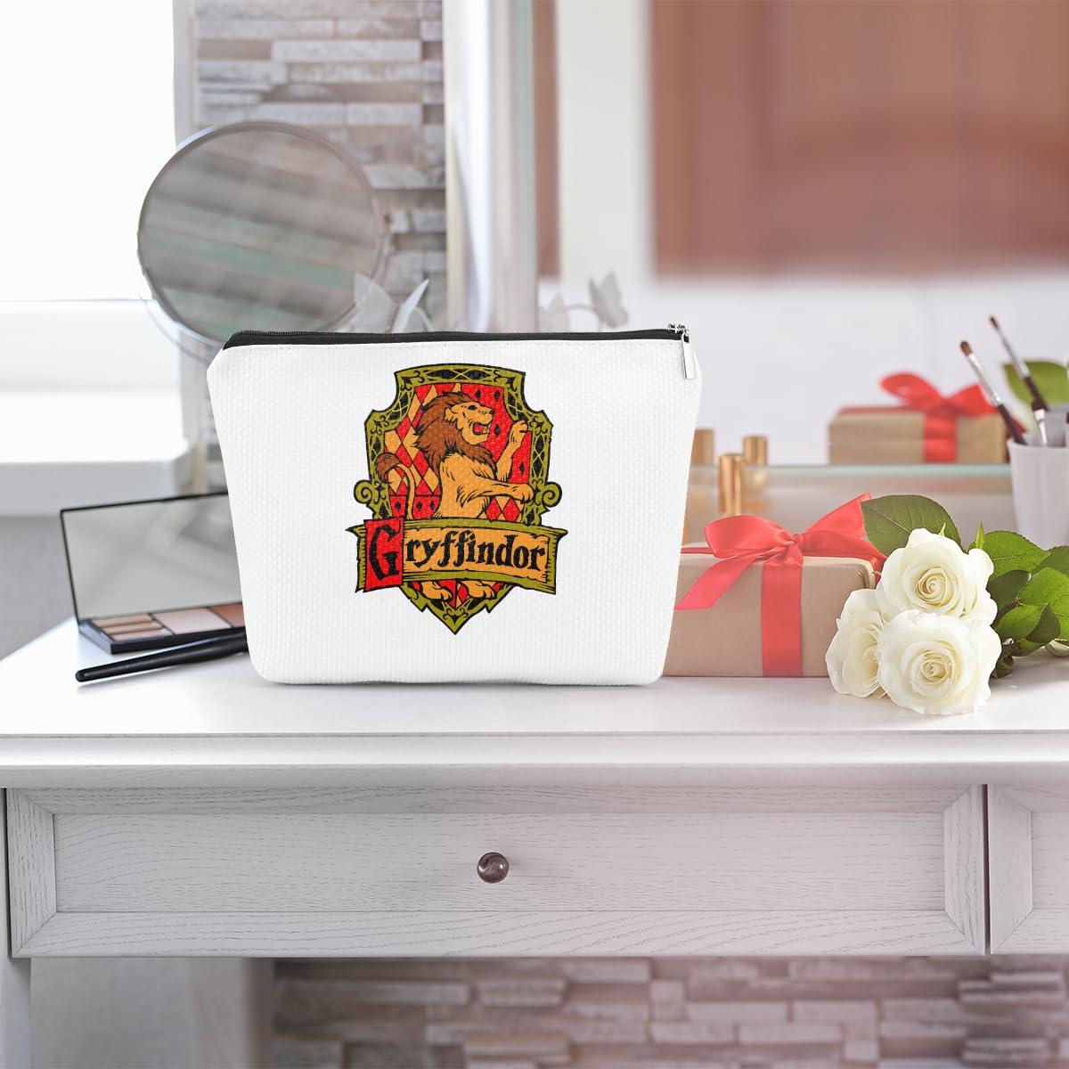 Magic Themed Lion Wizard Cosmetic Bag - Witchy Gifts for Women, Bestie, Sister | Book Lover & Movie Fan Merch | Travel Makeup Organizer for Graduation, Birthday & Special Occasions | Perfect for Harry Potter Fans, Fantasy Lovers & Cosplay Enthusiasts