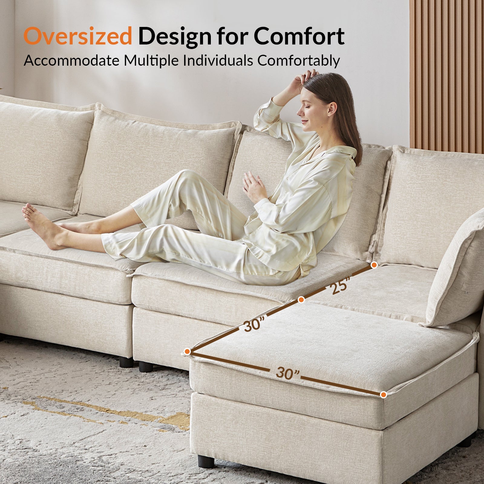 Harmetrix 8-Seater Soft Sectional Sofa with Storage | Modern L-Shaped Couch for Living Room | Comfortable & Spacious for Family Gatherings & Movie Nights