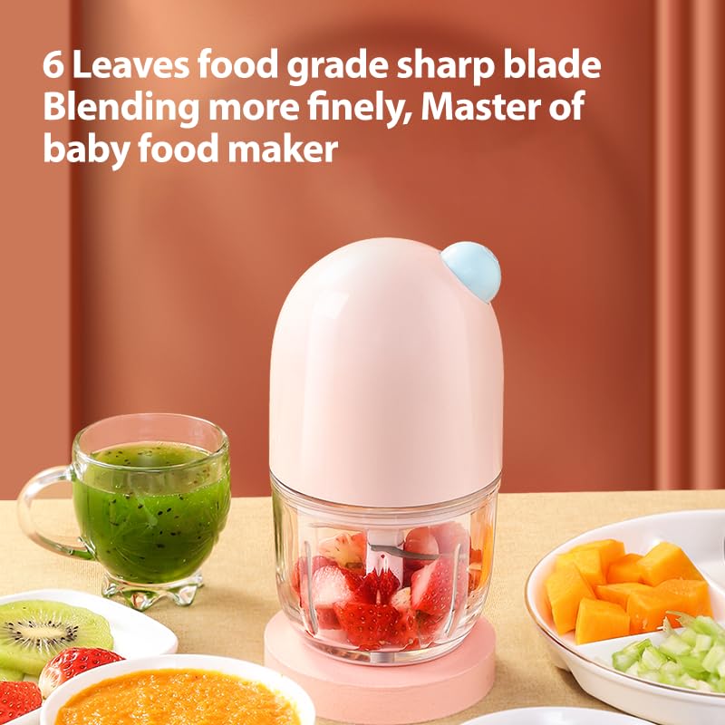 Baby Food Maker & Blender - Mini Food Processor for Fruits, Vegetables & Meat - Puree Maker & Chopper for Homemade Baby Food - Perfect Baby Shower Gift (Pink) - Ideal for Making Healthy Purees, Smoothies & First Foods at Home